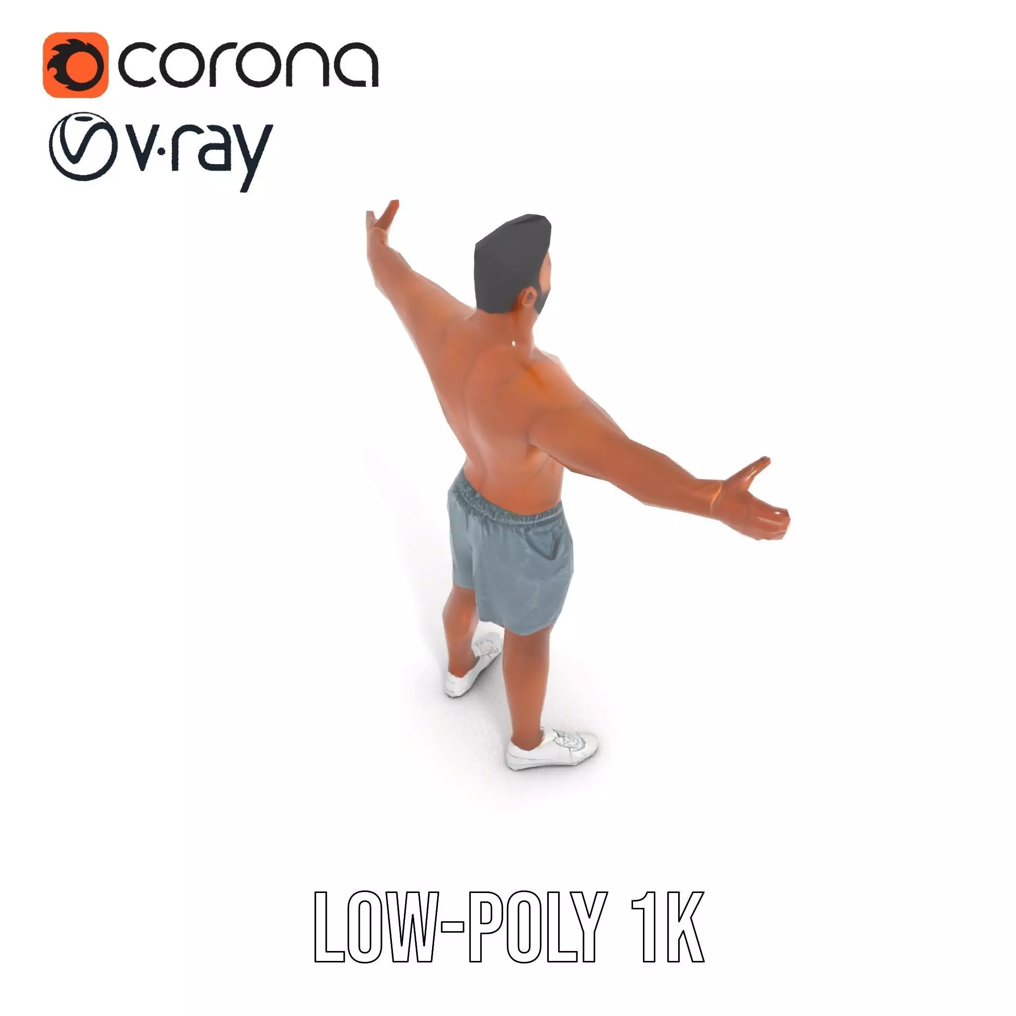 Athletic Male Character Model Pack  Realistic Anatomy Low-poly 3D model_30