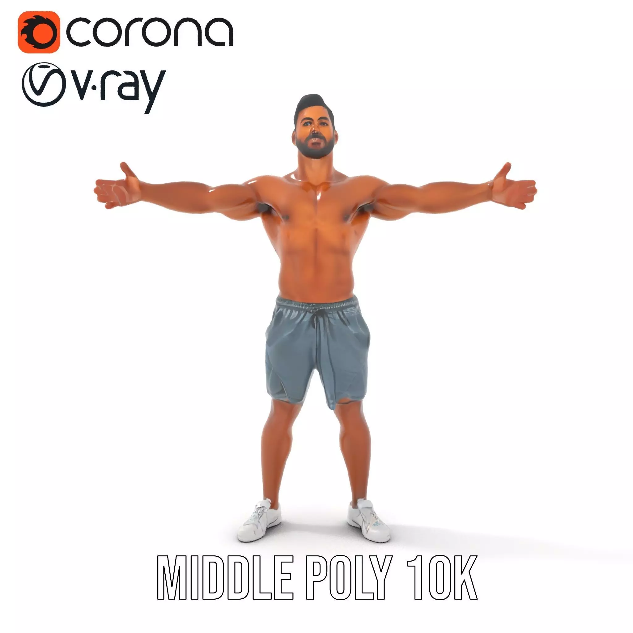 Athletic Male Character Model Pack  Realistic Anatomy Low-poly 3D model_5