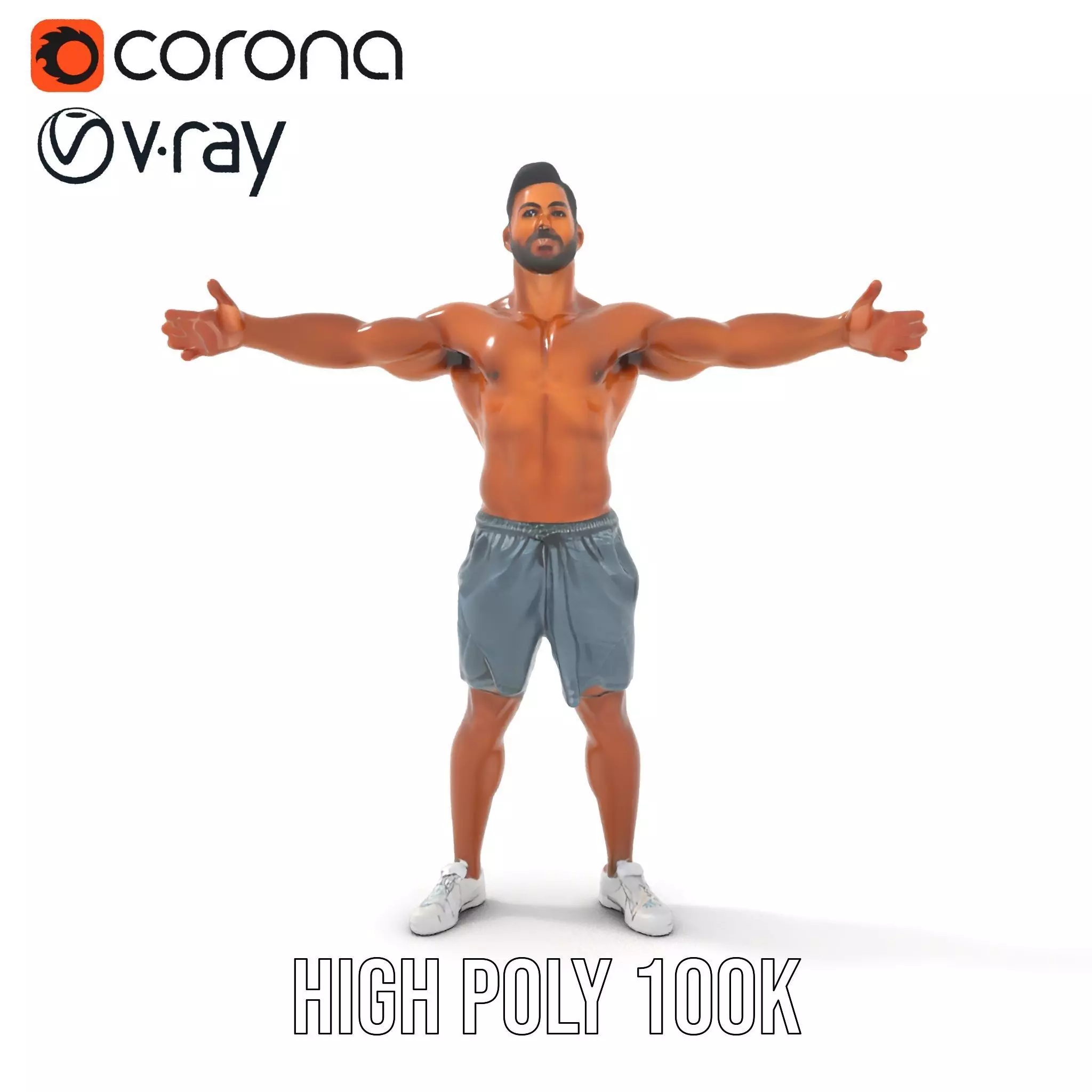 Athletic Male Character Model Pack  Realistic Anatomy Low-poly 3D model_14