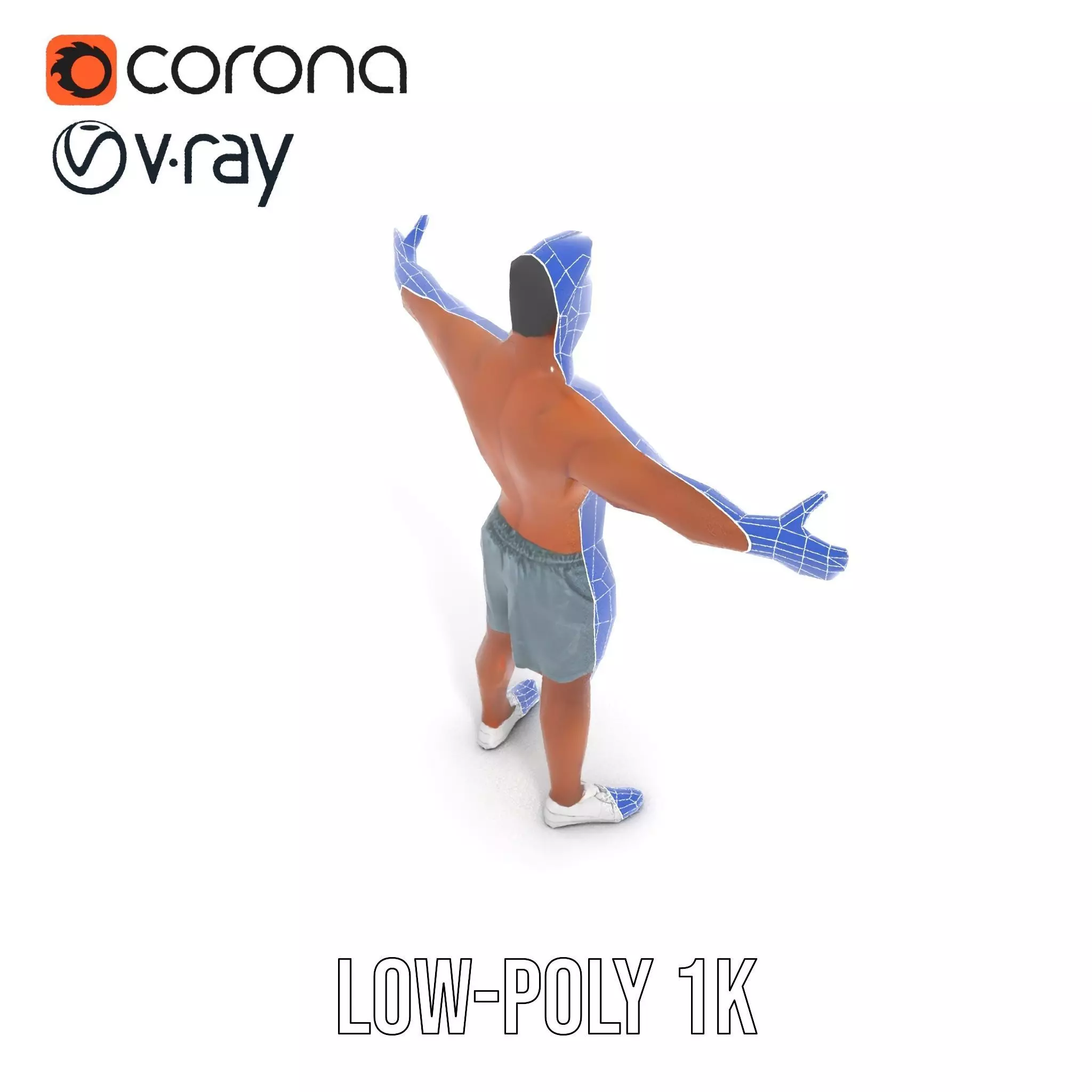 Athletic Male Character Model Pack  Realistic Anatomy Low-poly 3D model_16