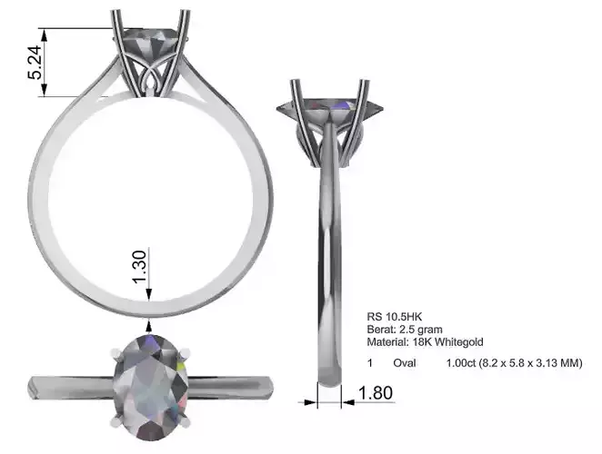 Oval Basket Ring Size 10