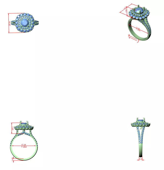 Halo Solitaire Ring 3dm stl renders animation videos details  3D print model_6