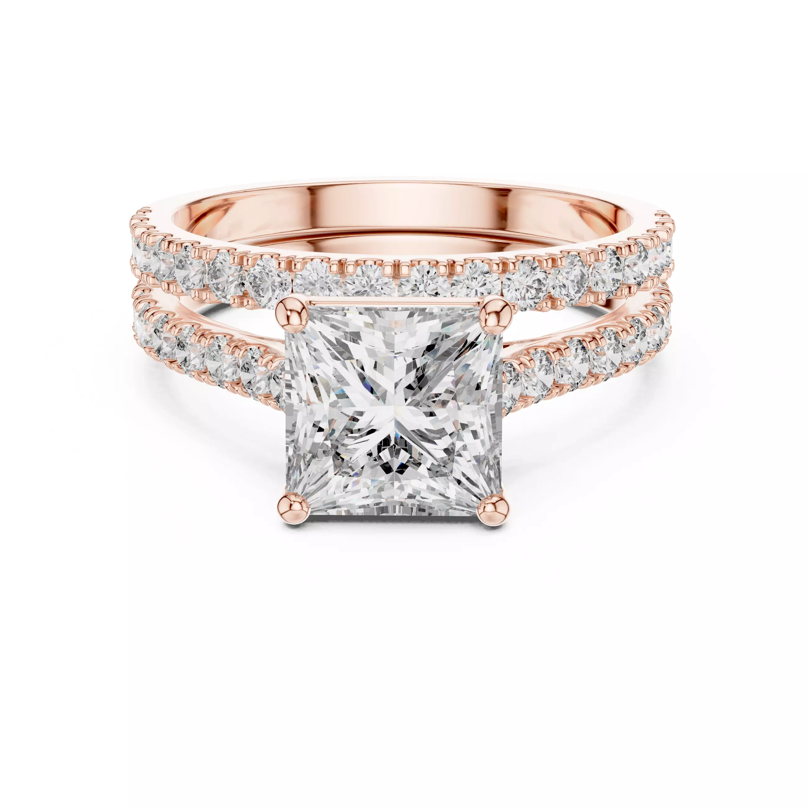 Solitaire Ring with band 3dm stl renders animation videos 3D print model_0