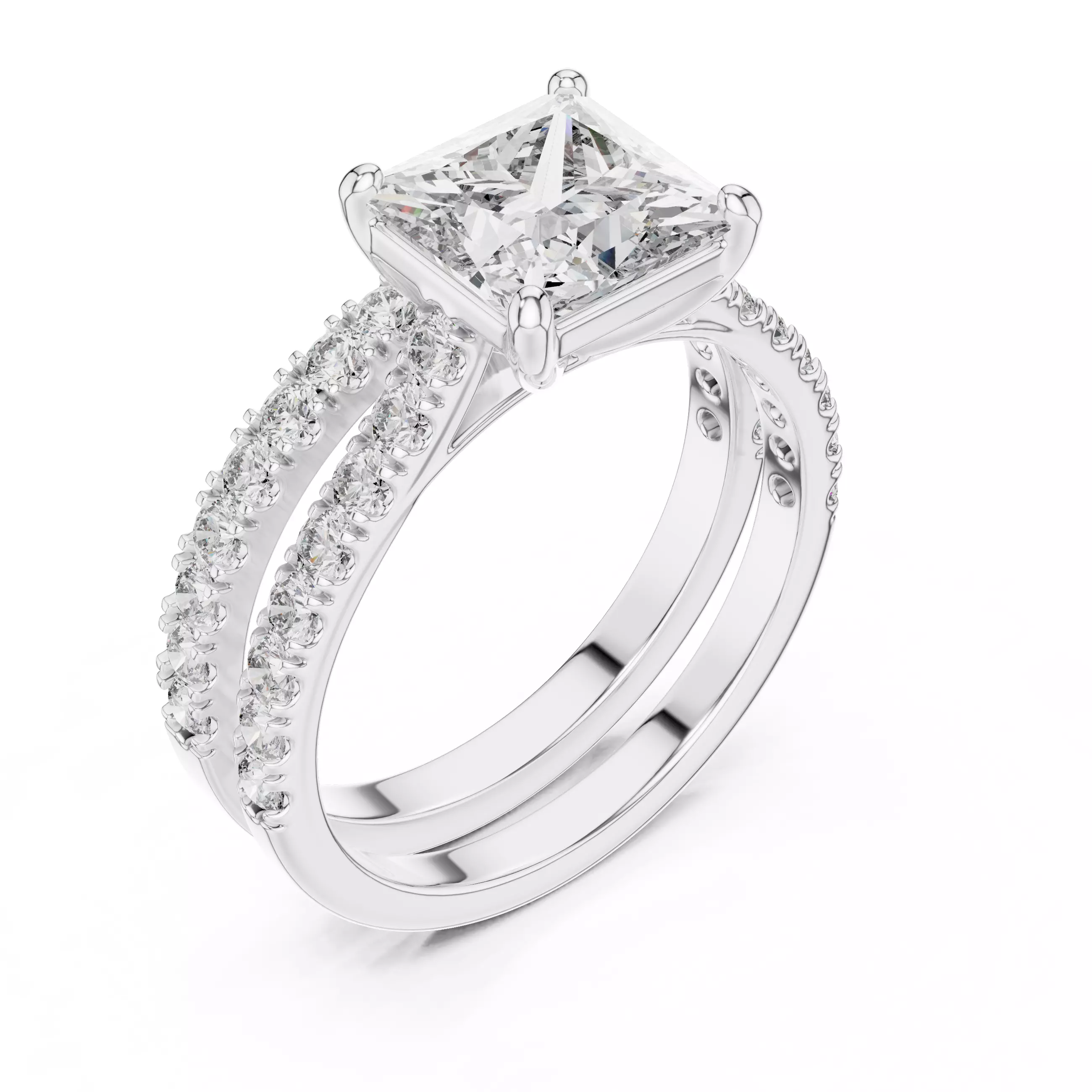 Solitaire Ring with band 3dm stl renders animation videos 3D print model_11