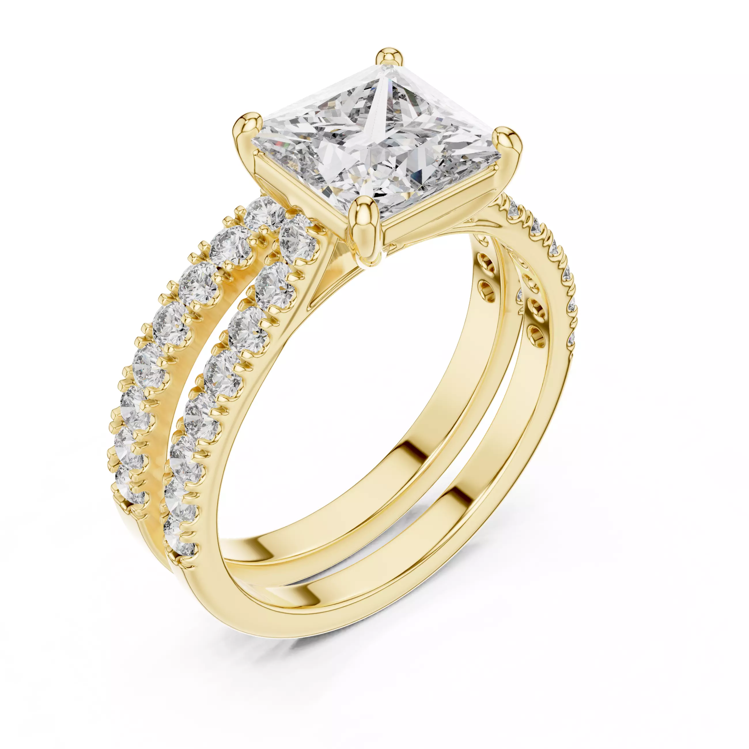 Solitaire Ring with band 3dm stl renders animation videos 3D print model_13