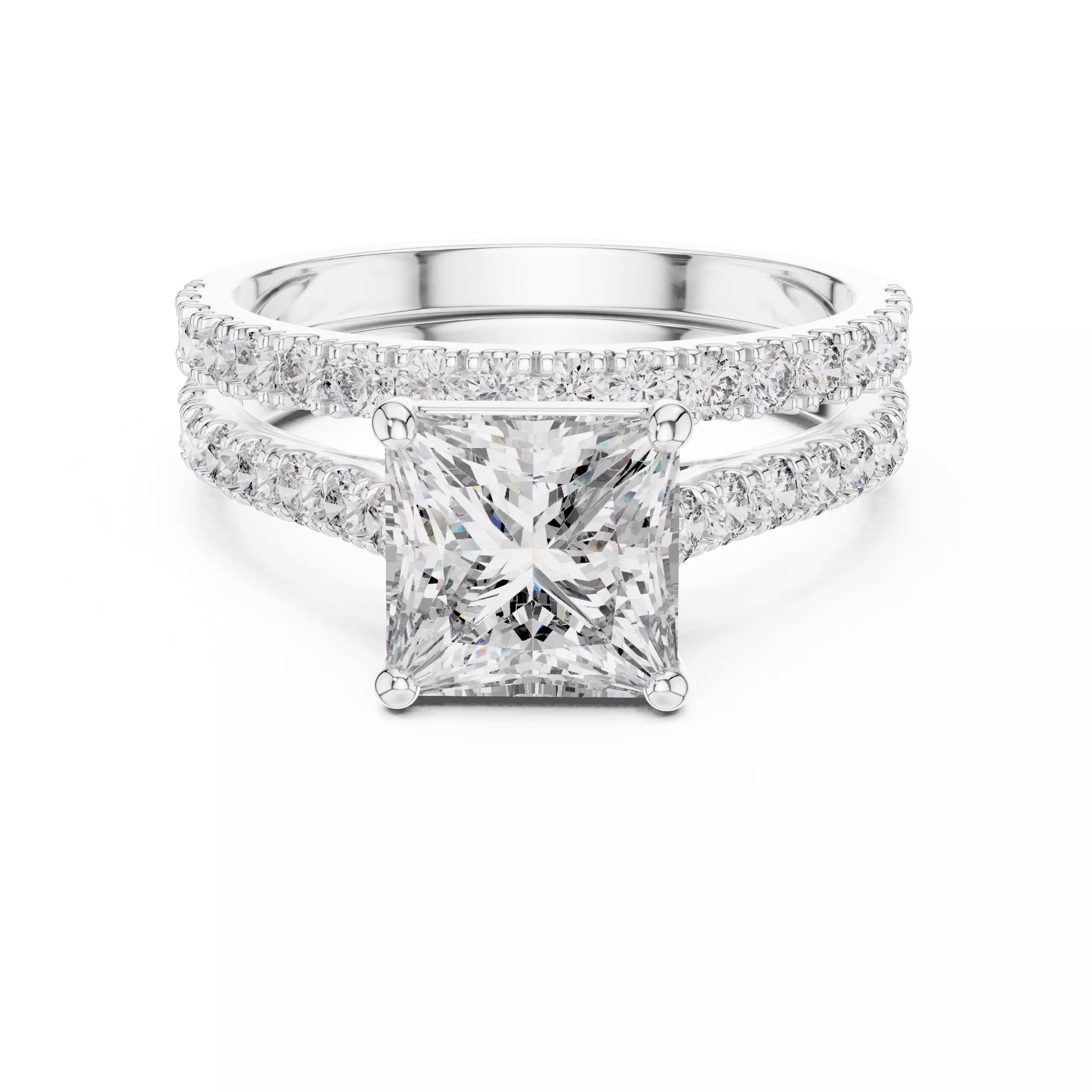 Solitaire Ring with band 3dm stl renders animation videos 3D print model_3