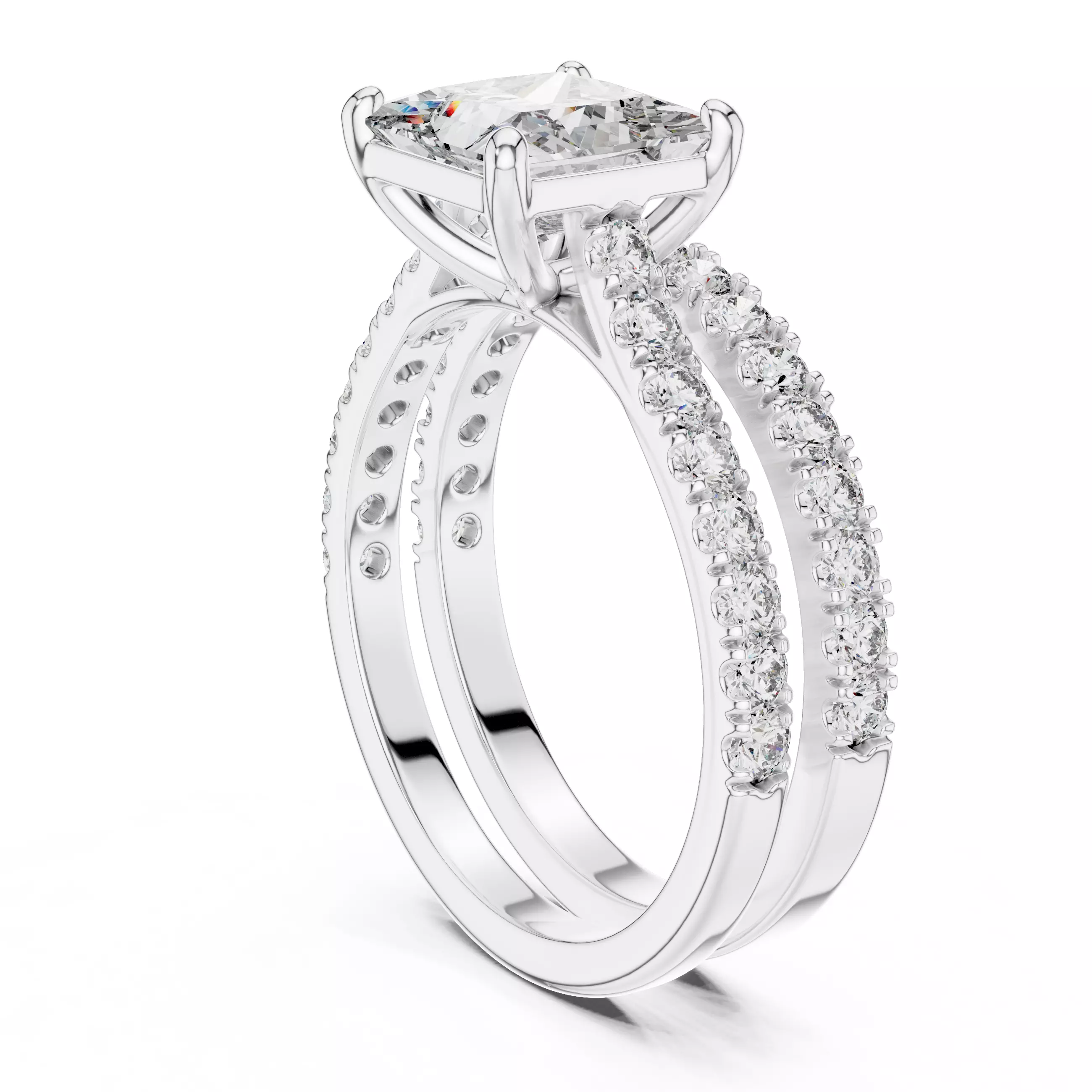 Solitaire Ring with band 3dm stl renders animation videos 3D print model_10