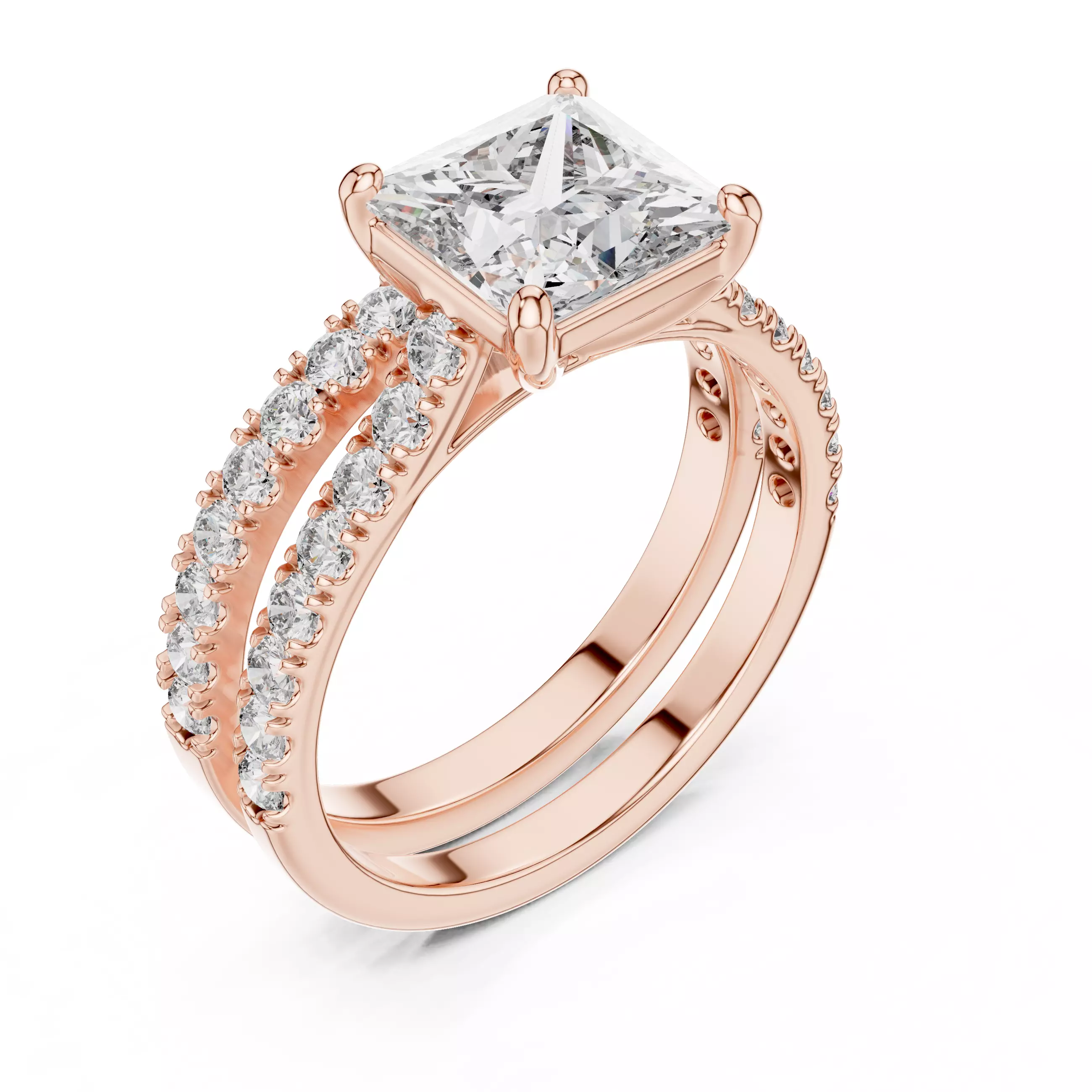 Solitaire Ring with band 3dm stl renders animation videos 3D print model_9