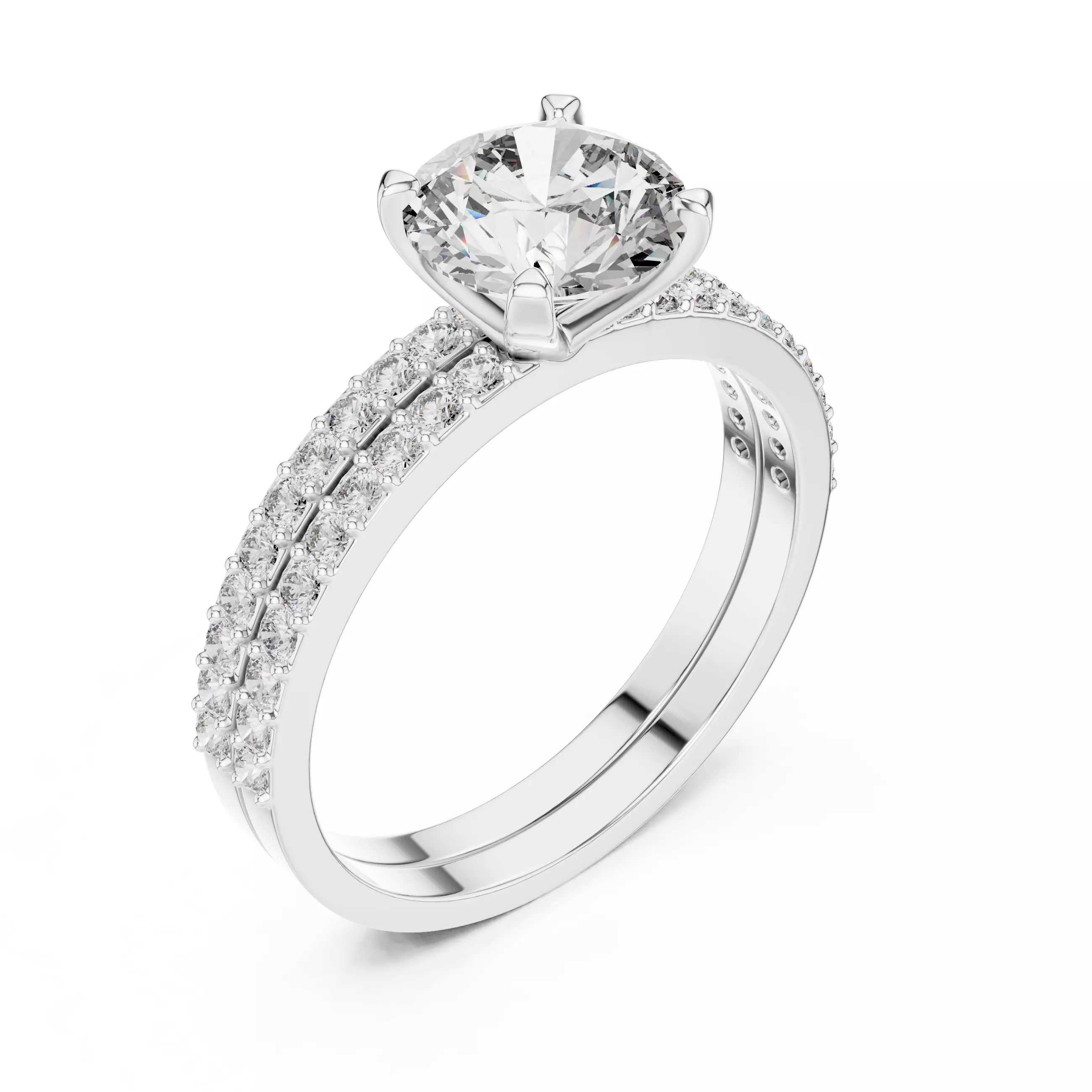 Solitaire Ring with band 3dm stl renders animation videos detail 3D print model_11