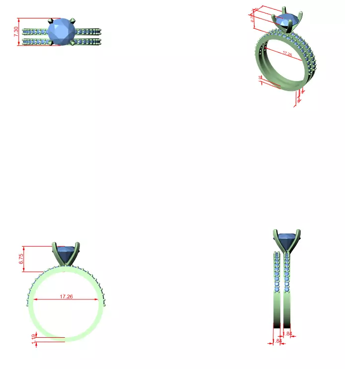 Solitaire Ring with band 3dm stl renders animation videos detail 3D print model_6