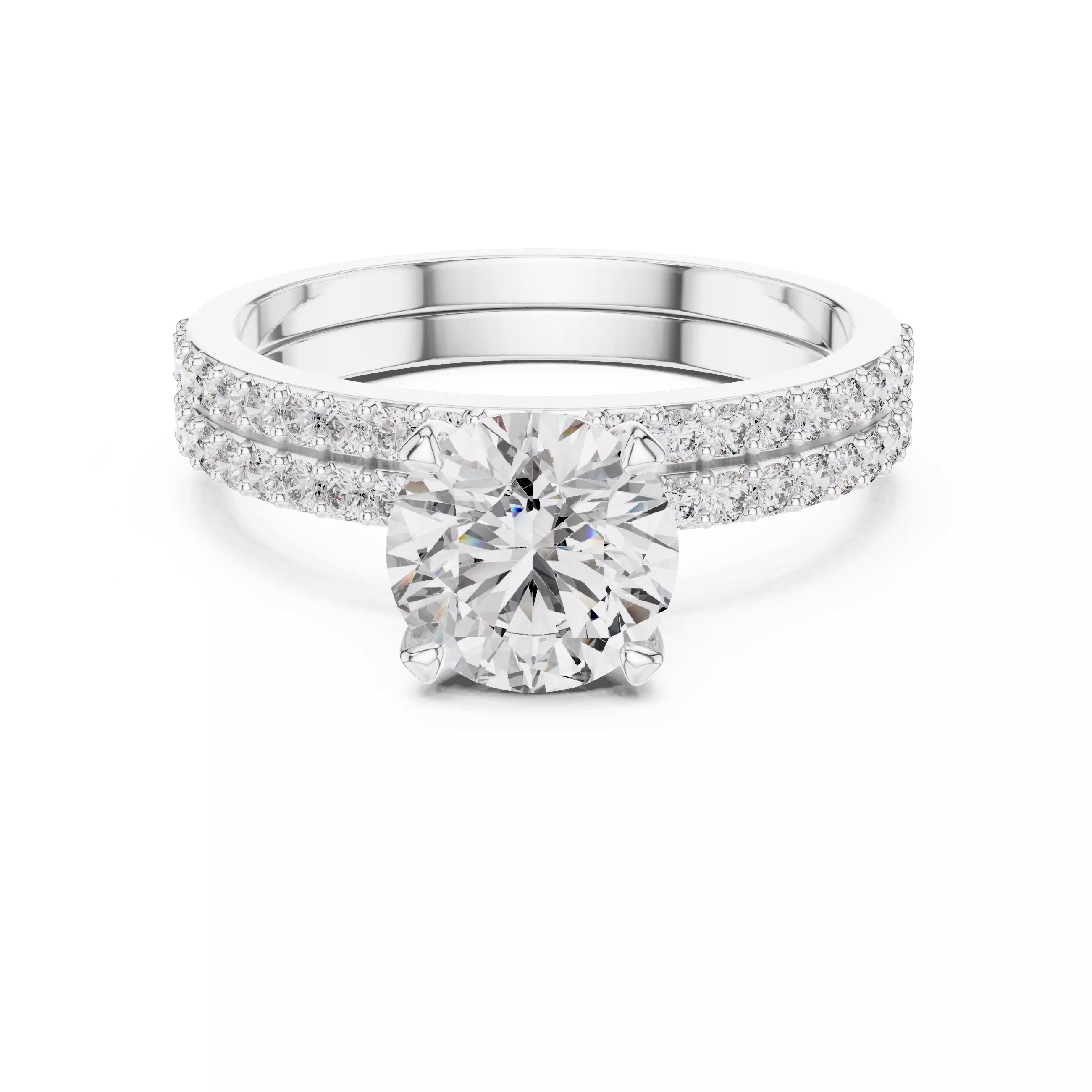 Solitaire Ring with band 3dm stl renders animation videos detail 3D print model_3