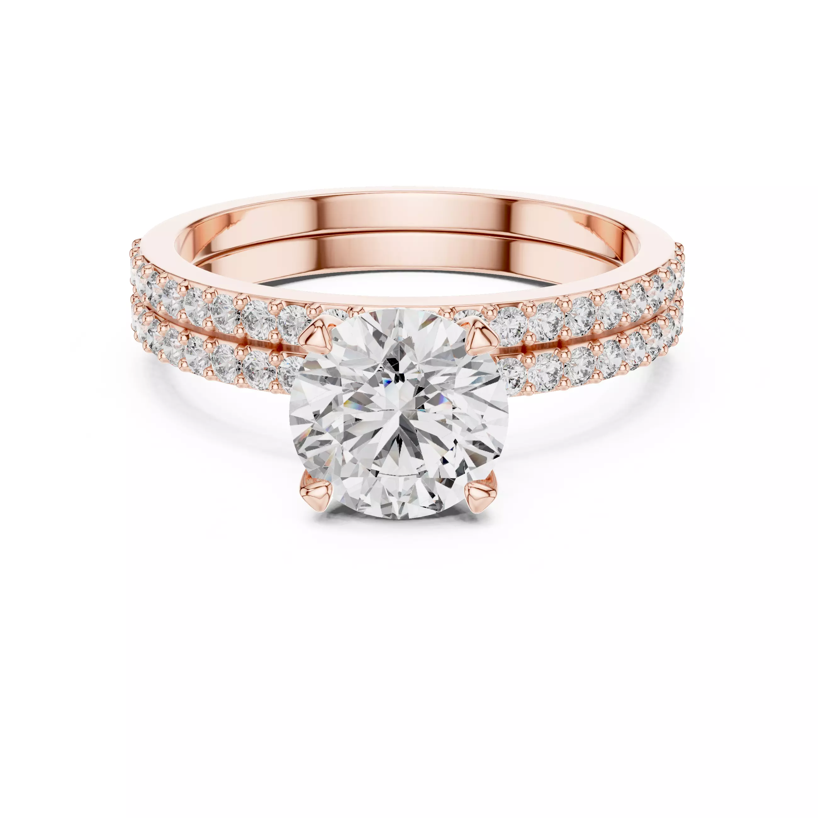 Solitaire Ring with band 3dm stl renders animation videos detail 3D print model_0