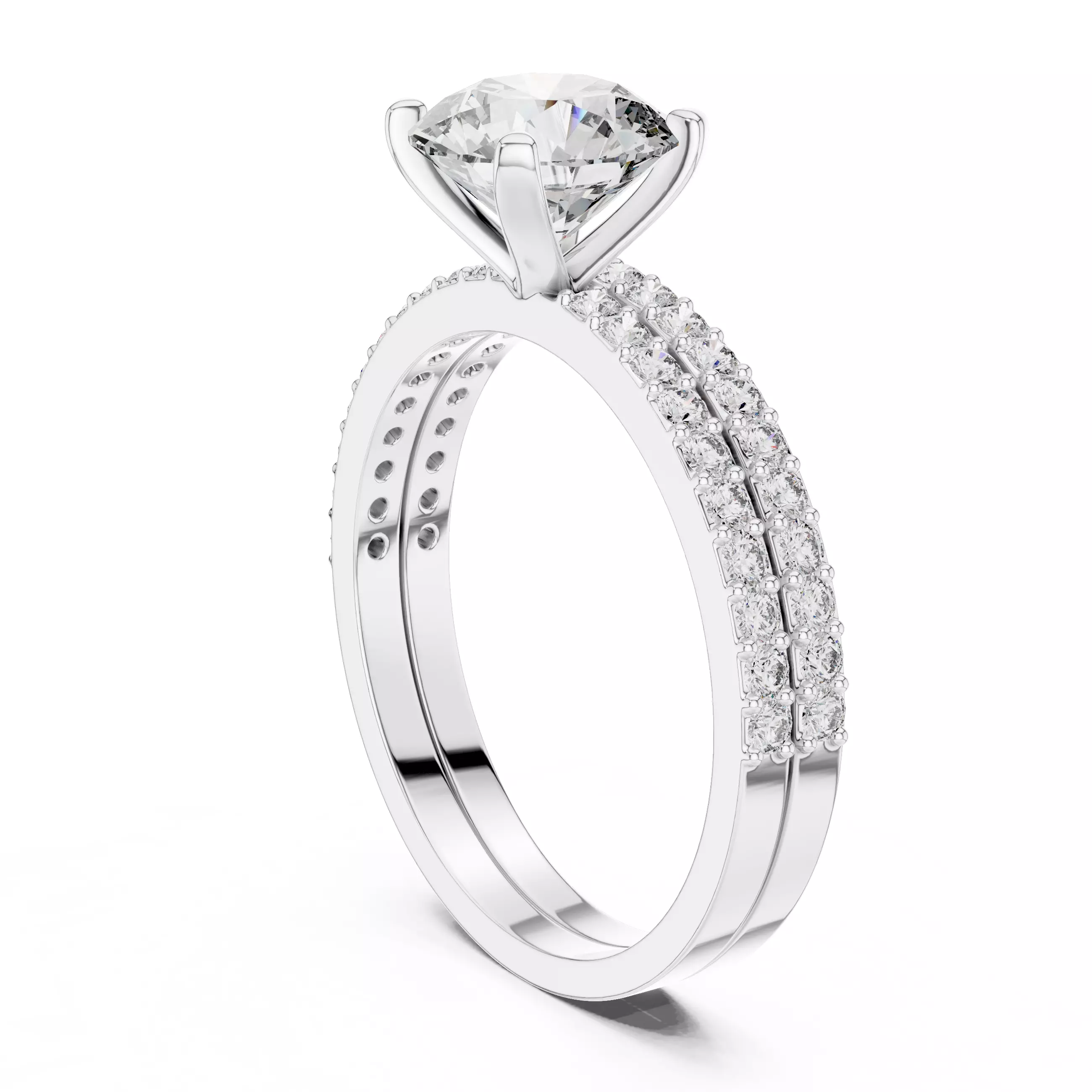 Solitaire Ring with band 3dm stl renders animation videos detail 3D print model_10