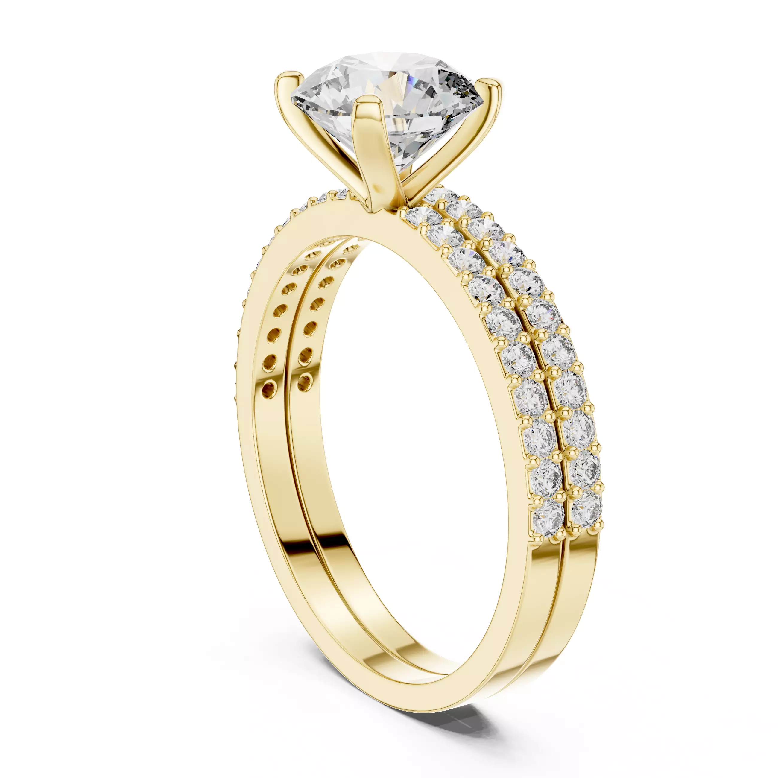 Solitaire Ring with band 3dm stl renders animation videos detail 3D print model_12