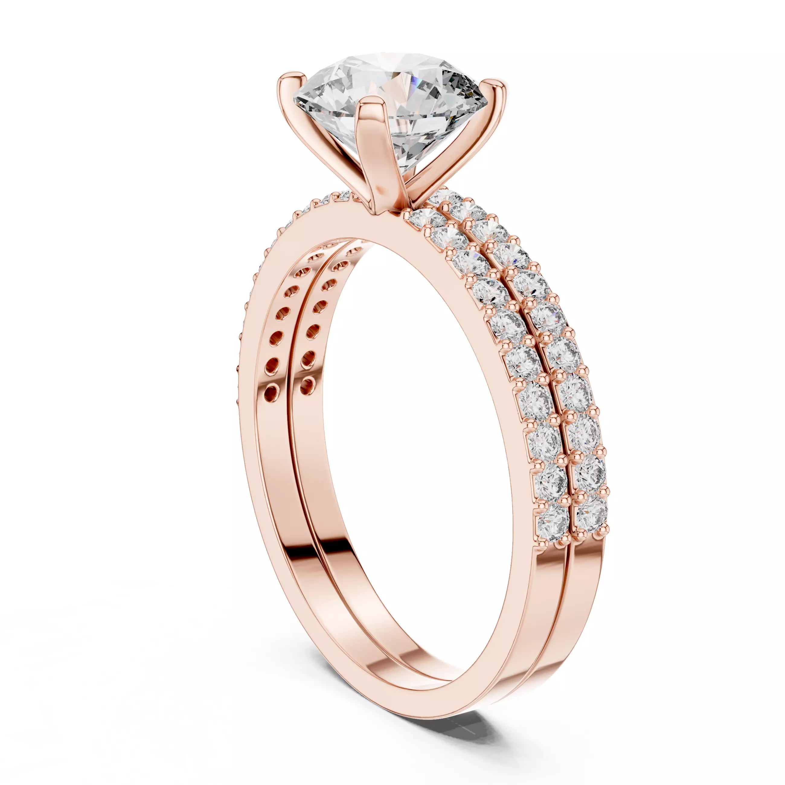 Solitaire Ring with band 3dm stl renders animation videos detail 3D print model_8