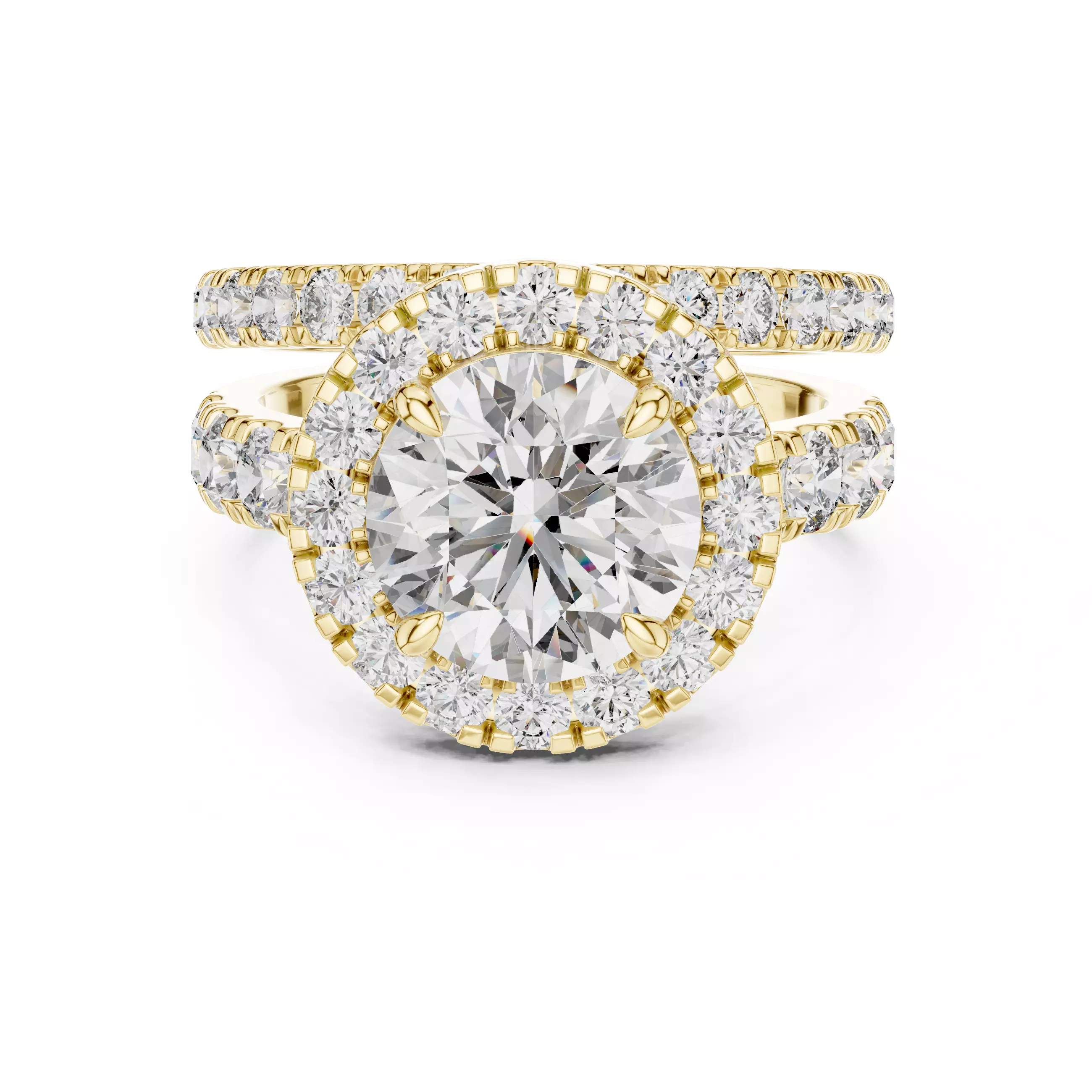 Halo Solitaire Ring with Band 3dm stl renders animation videos 3D print model_5