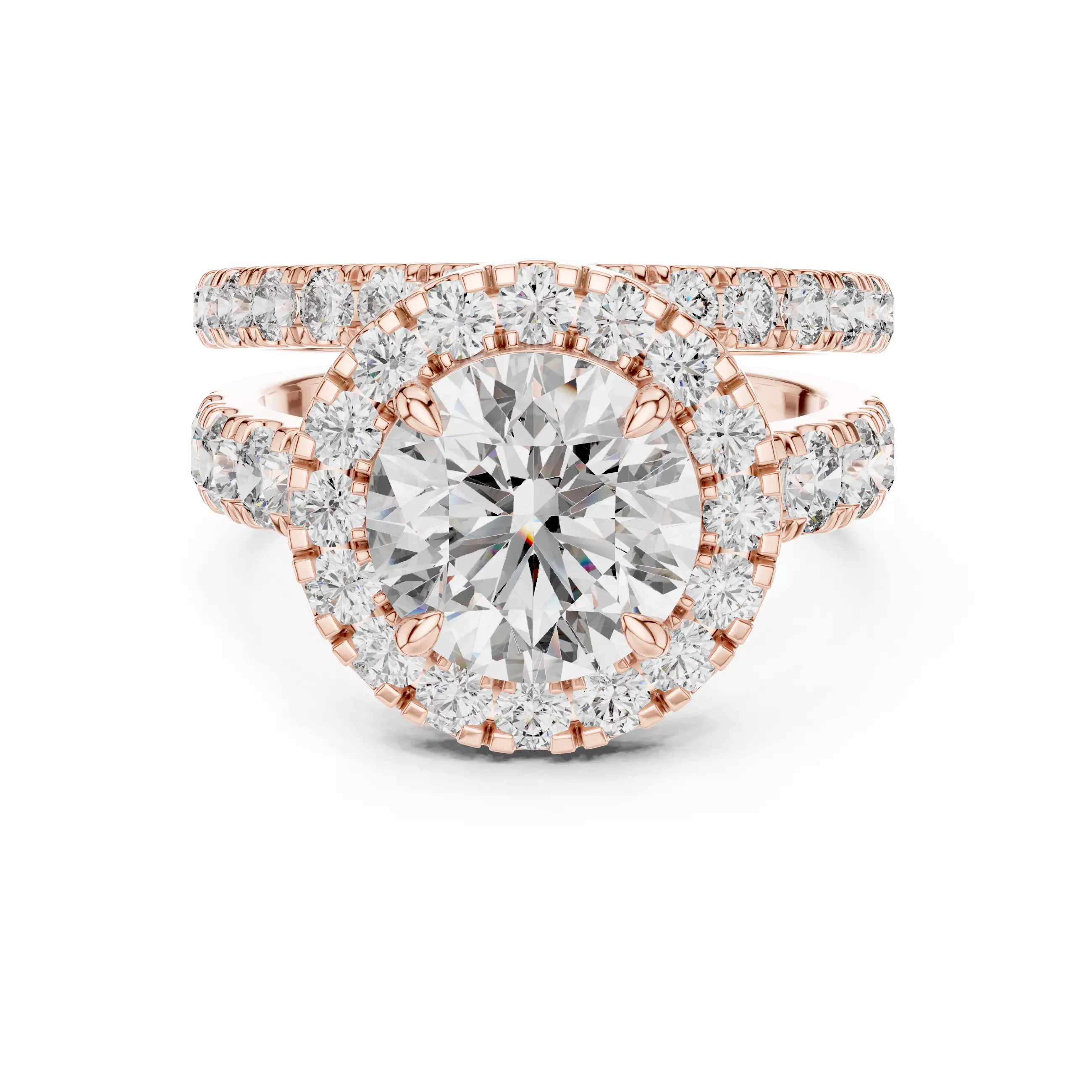 Halo Solitaire Ring with Band 3dm stl renders animation videos 3D print model_0