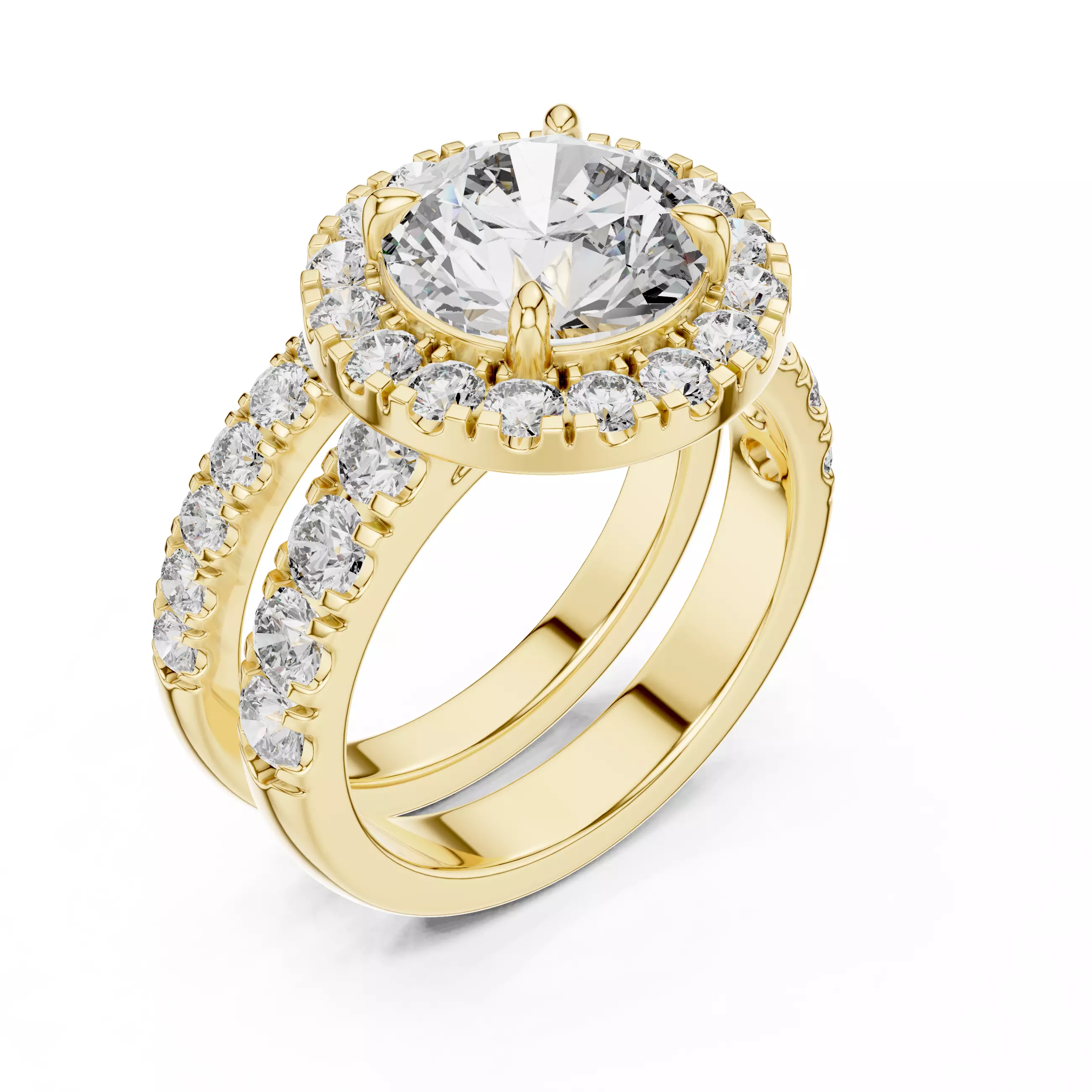 Halo Solitaire Ring with Band 3dm stl renders animation videos 3D print model_13