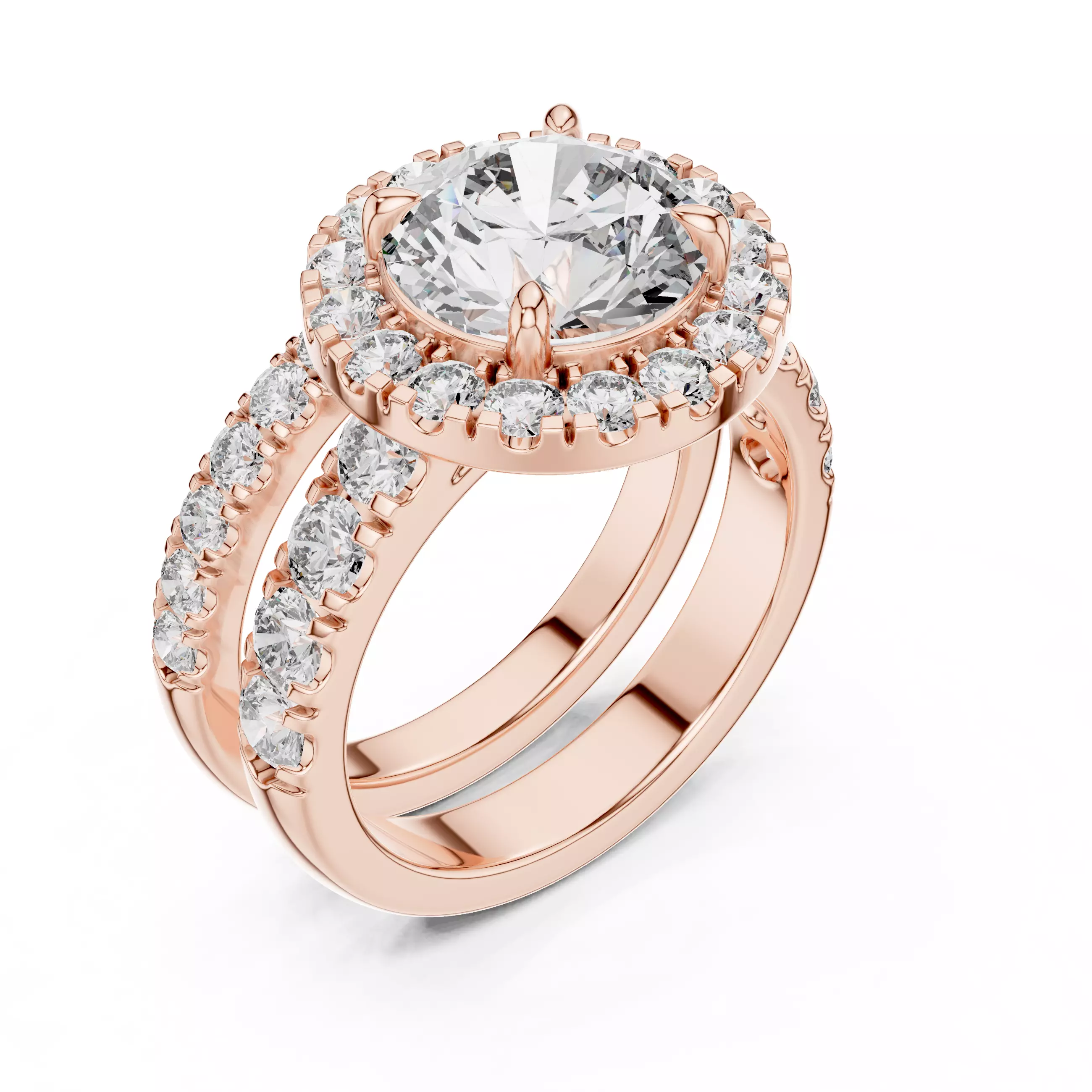 Halo Solitaire Ring with Band 3dm stl renders animation videos 3D print model_9