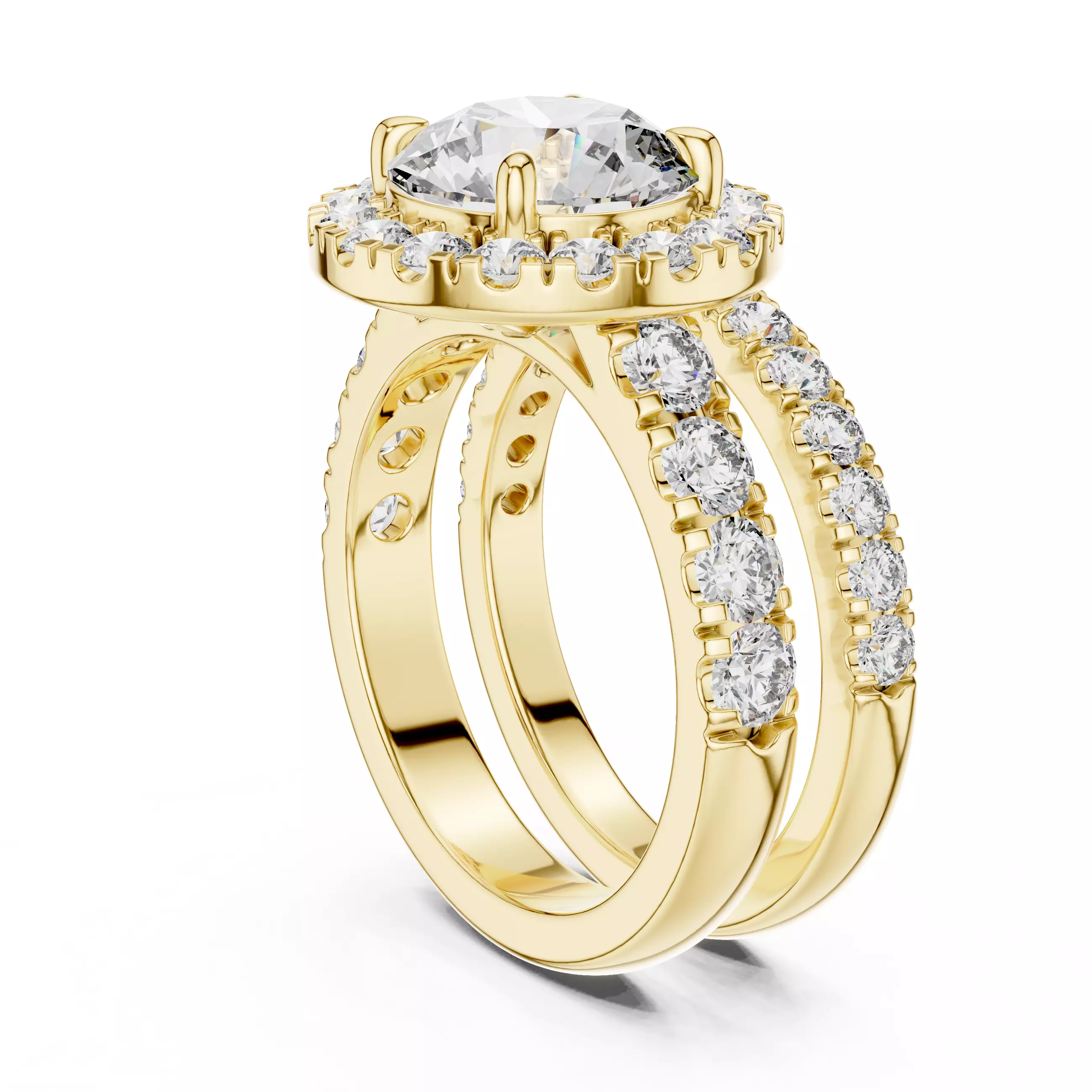 Halo Solitaire Ring with Band 3dm stl renders animation videos 3D print model_12