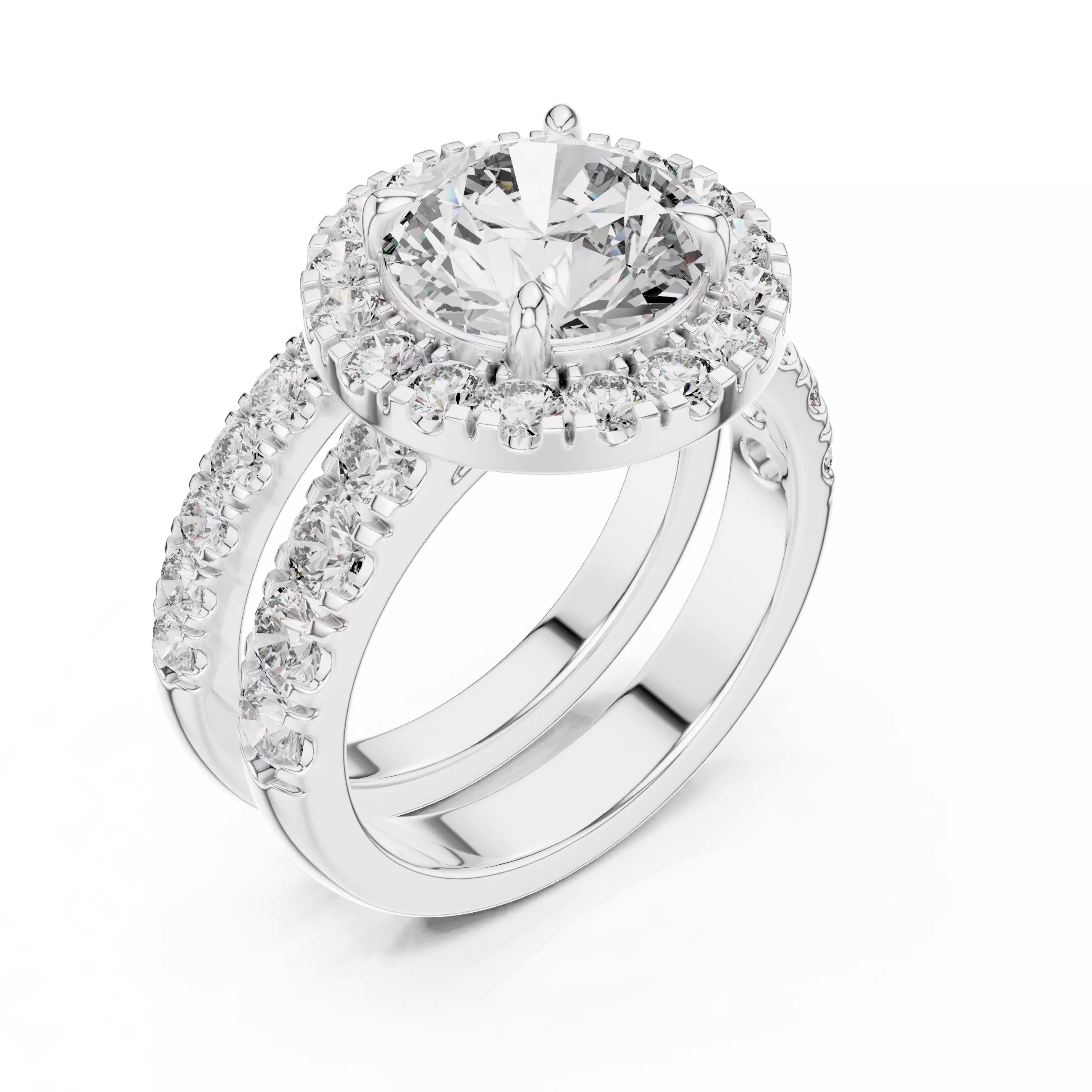 Halo Solitaire Ring with Band 3dm stl renders animation videos 3D print model_11