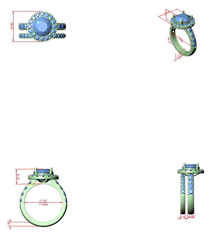 Halo Solitaire Ring with Band 3dm stl renders animation videos 3D print model_6