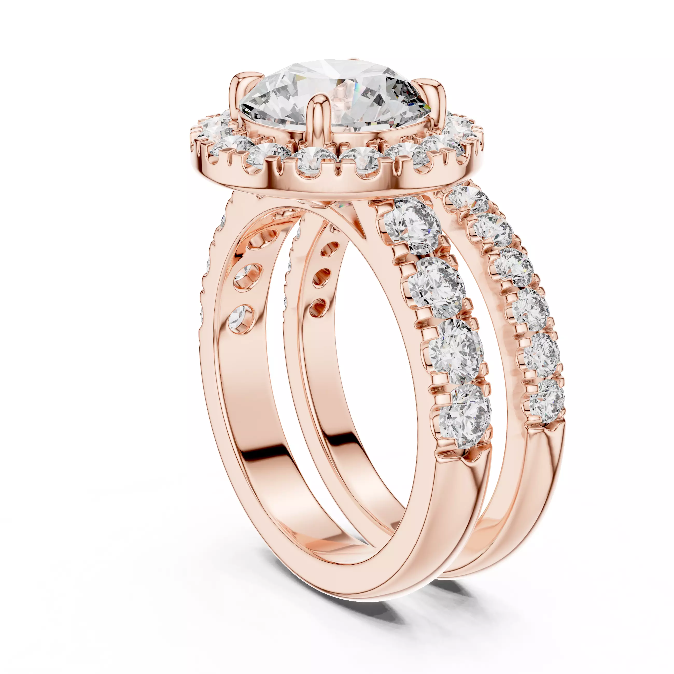 Halo Solitaire Ring with Band 3dm stl renders animation videos 3D print model_8