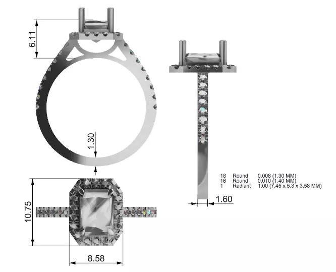 Radiant Halo ring 3D print model