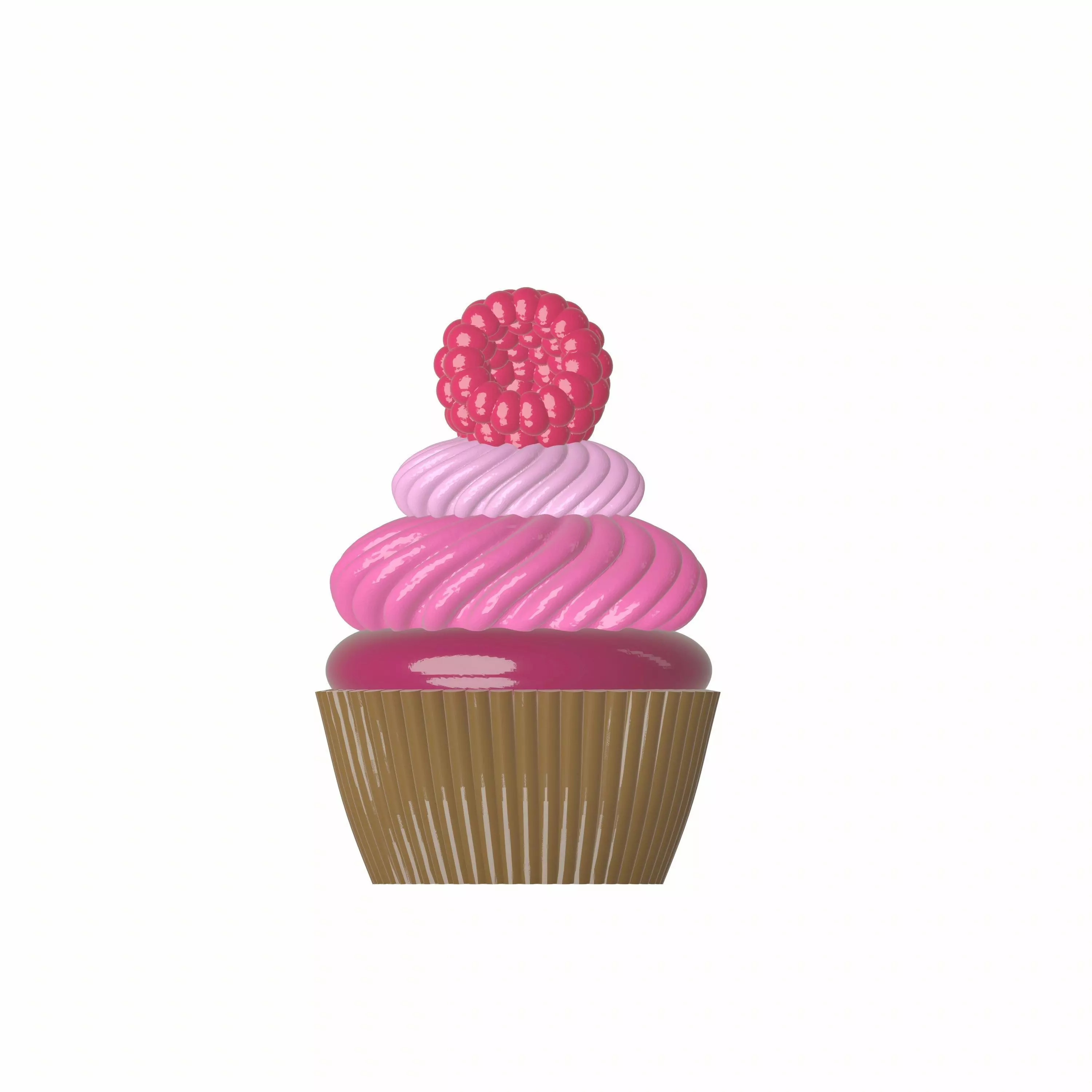 Cute Raspberry Cupcake 3D Model  Stylized Dessert 3D model_2