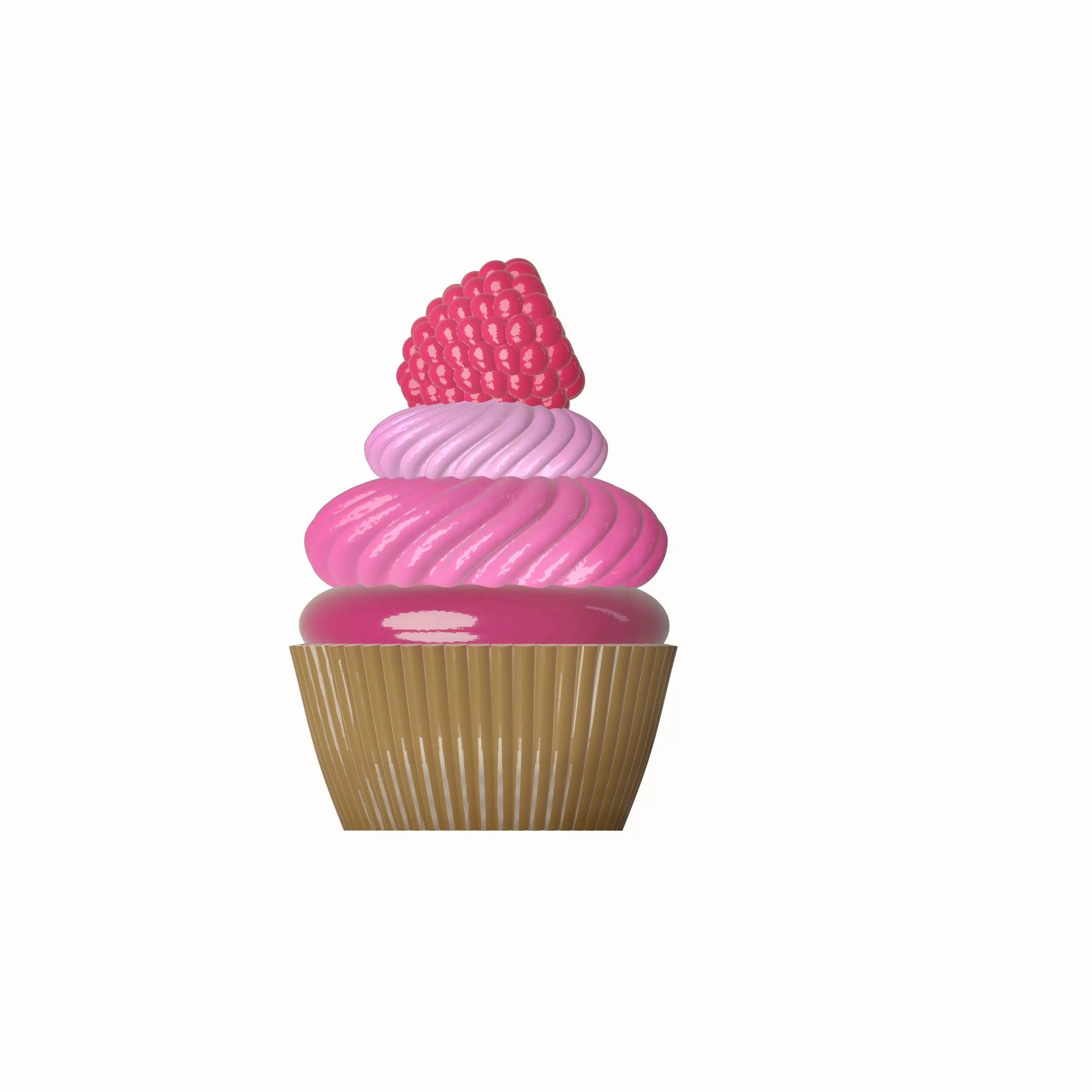 Cute Raspberry Cupcake 3D Model  Stylized Dessert 3D model_1