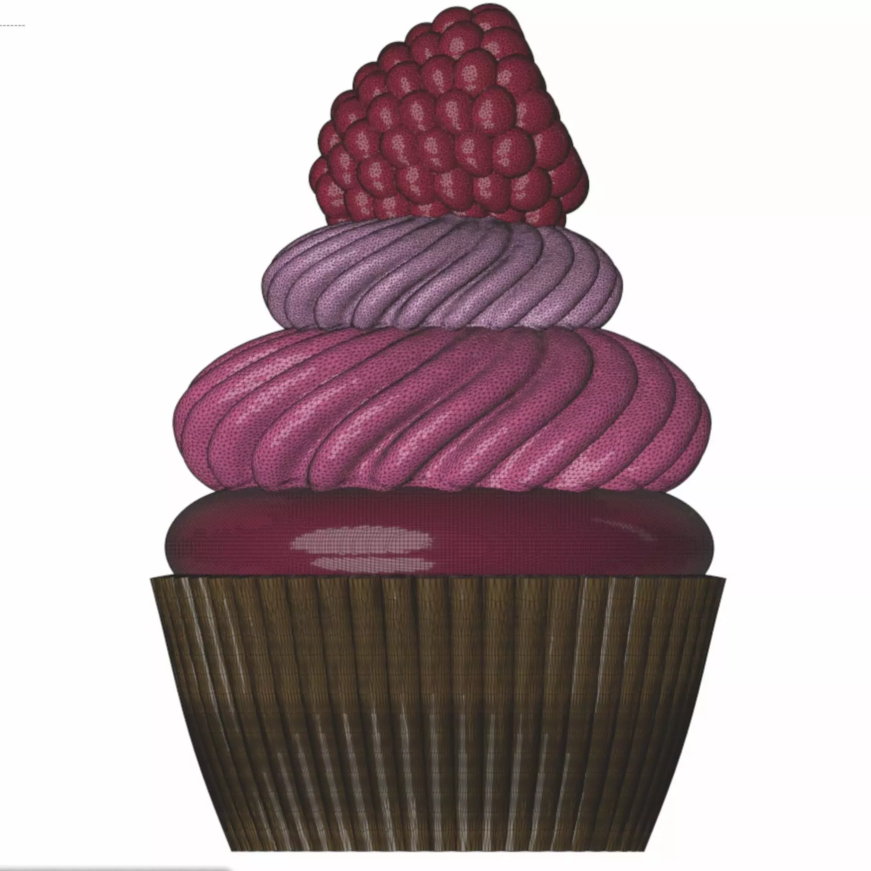 Cute Raspberry Cupcake 3D Model  Stylized Dessert 3D model_5