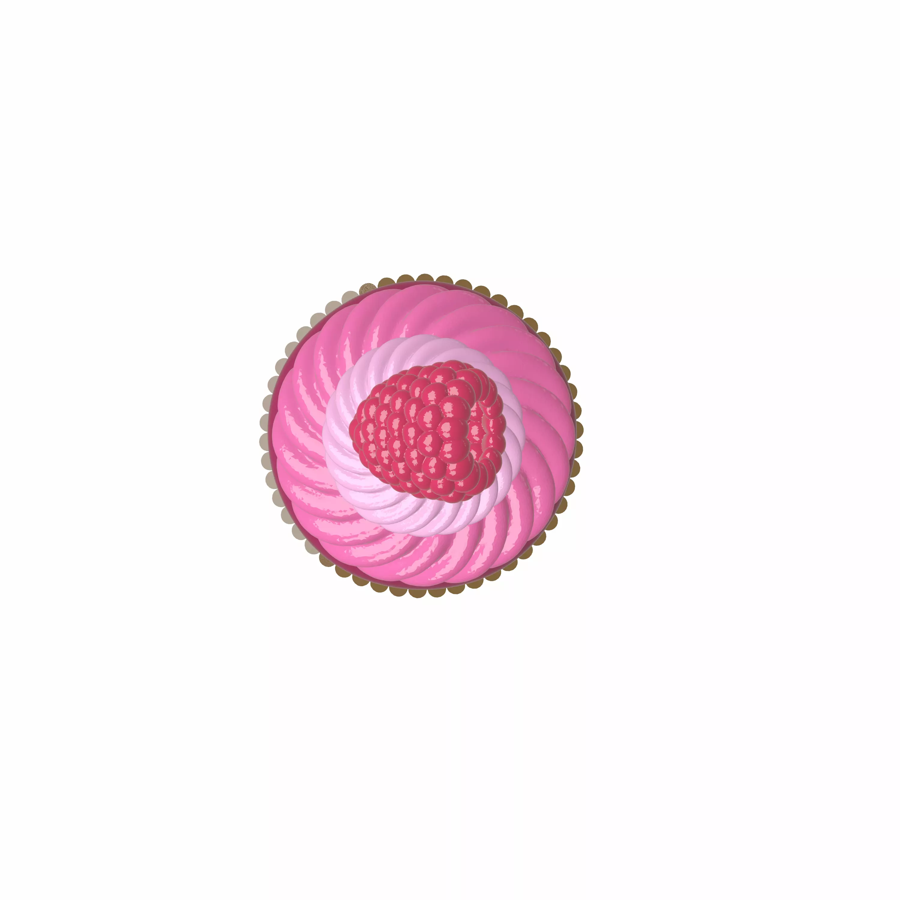 Cute Raspberry Cupcake 3D Model  Stylized Dessert 3D model_4