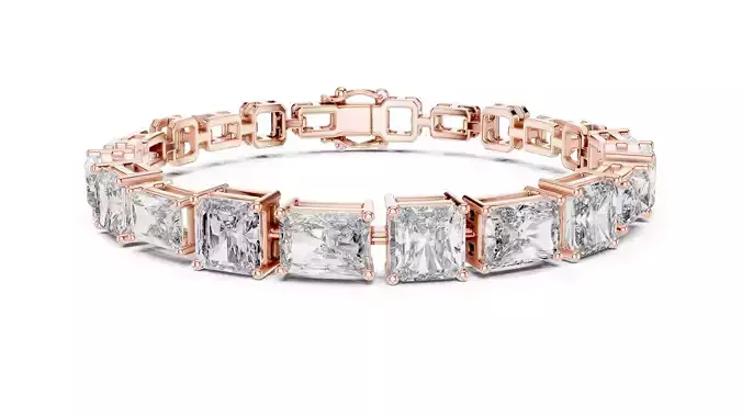 Radiant and Asscher Cut Diamond Bracelet Woman 3DM STL Video