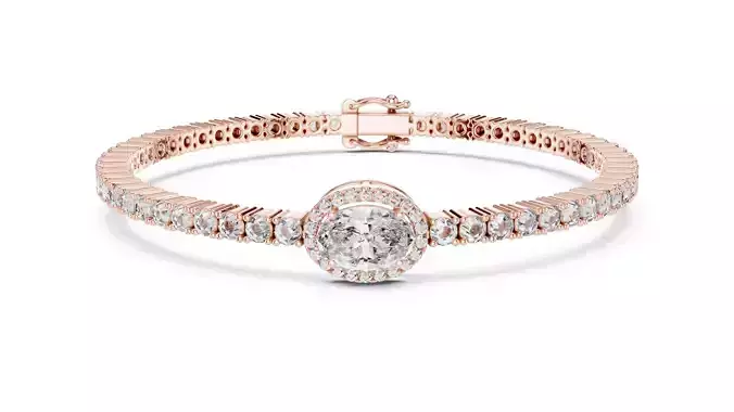 East West Oval Cut Halo Diamond Bracelet Woman 3DM STL Video 3D print model