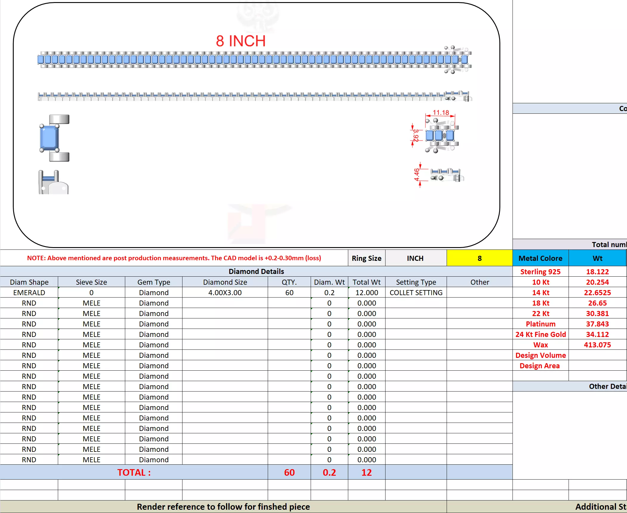New Trending Design Emerald Diamond Bracelet Woman 3DM STL Video 3D print model_13