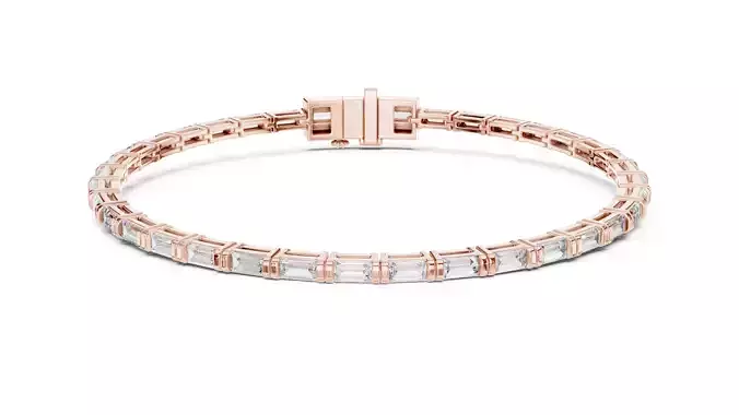 Straight Baguette  Diamond Bracelet Woman 3DM STL Video