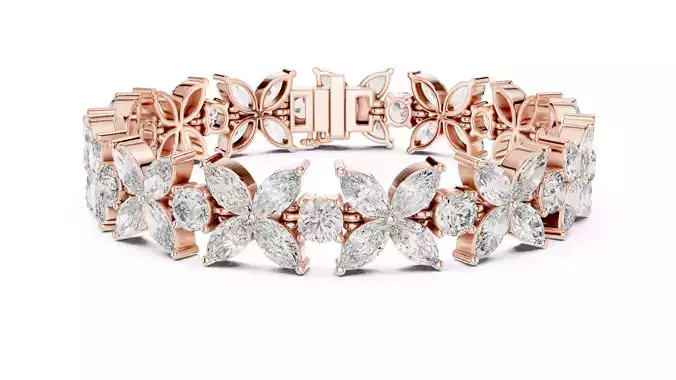 Floral Butterfly Marquise Diamond Bracelet Woman 3DM STL Video