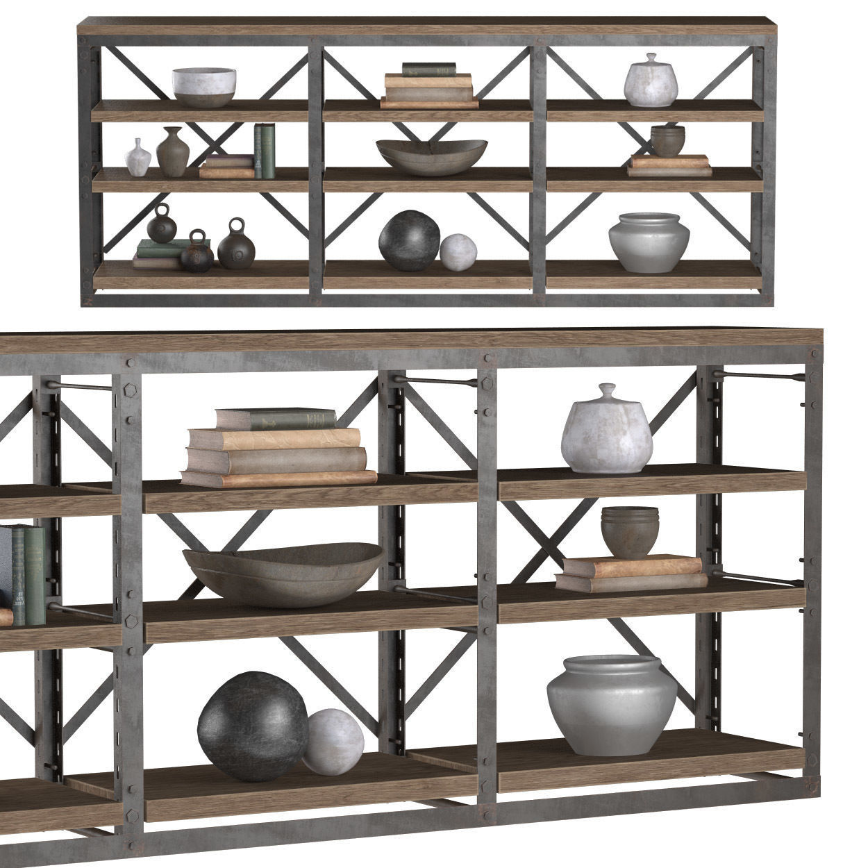 Console French Libary Triple 3D model_2