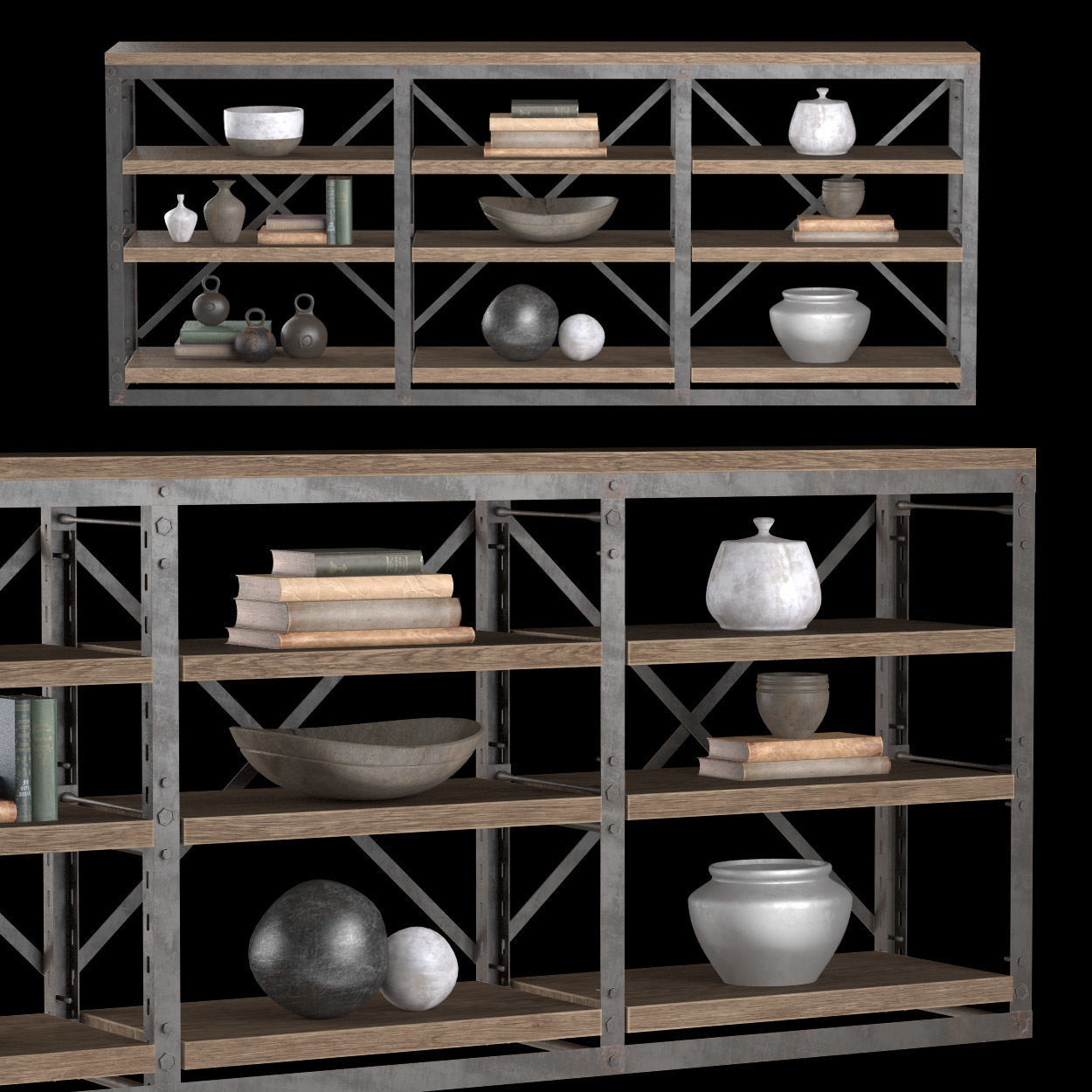 Console French Libary Triple 3D model_5