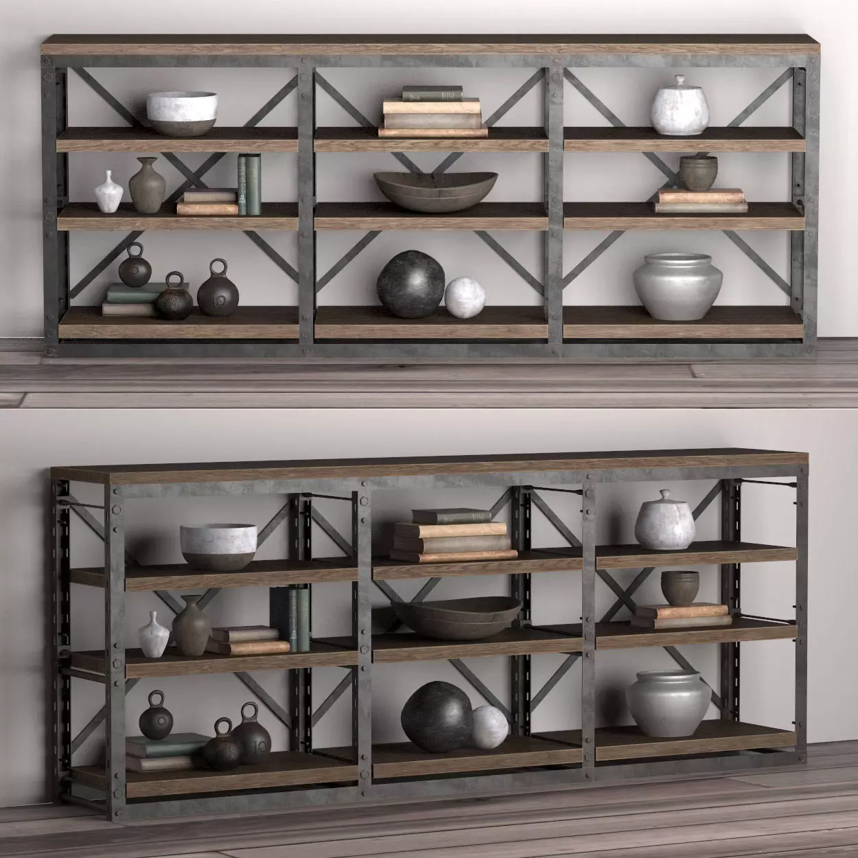 Console French Libary Triple 3D model_0