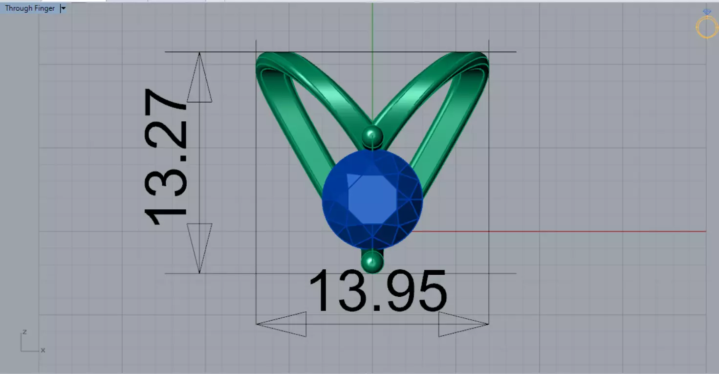 V Shape Yellow Gold and Diamond STL Pendant jp0028 3D print model_12