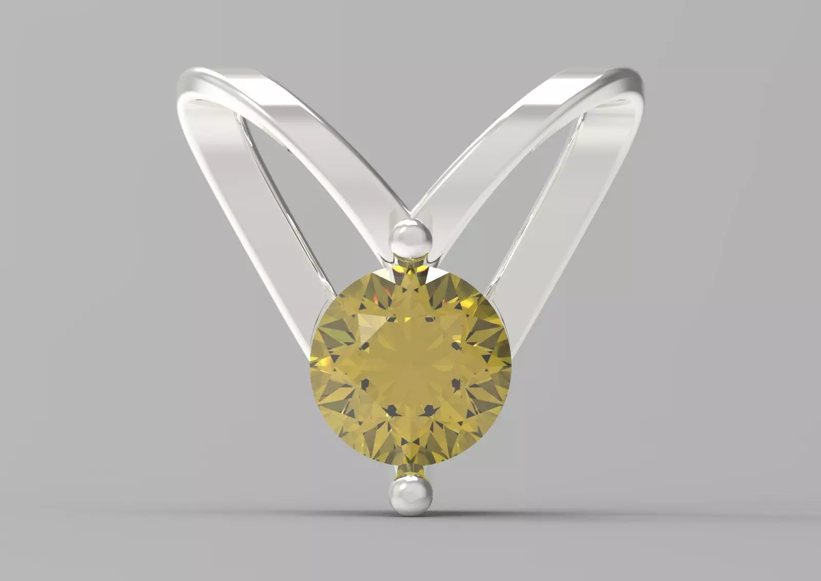 V Shape Yellow Gold and Diamond STL Pendant jp0028 3D print model_15