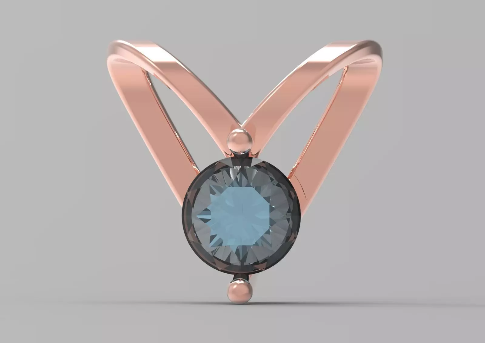 V Shape Yellow Gold and Diamond STL Pendant jp0028 3D print model_26