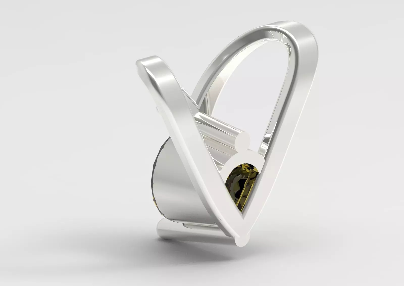 V Shape Yellow Gold and Diamond STL Pendant jp0028 3D print model_17