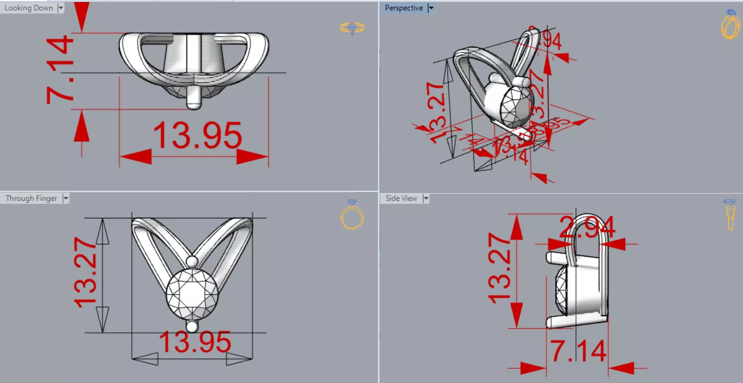 V Shape Yellow Gold and Diamond STL Pendant jp0028 3D print model_21