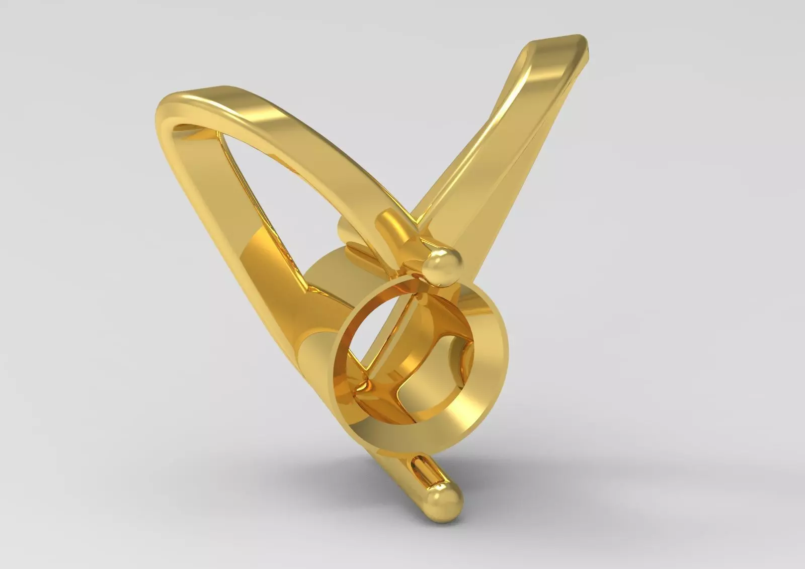 V Shape Yellow Gold and Diamond STL Pendant jp0028 3D print model_18