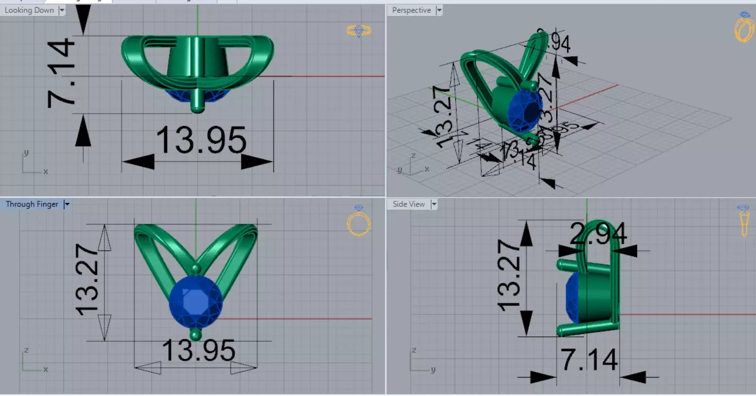 V Shape Yellow Gold and Diamond STL Pendant jp0028 3D print model_7