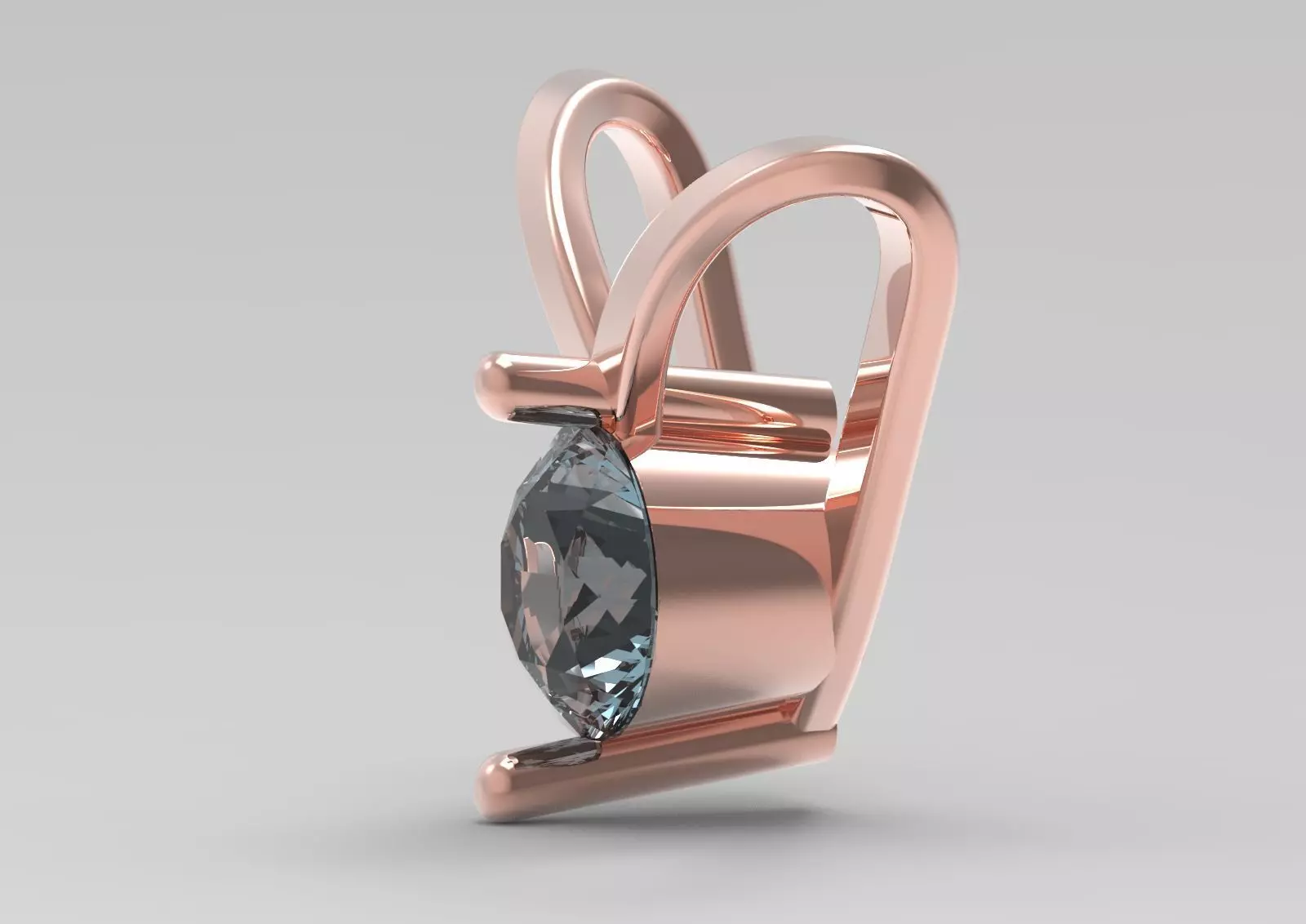 V Shape Yellow Gold and Diamond STL Pendant jp0028 3D print model_27