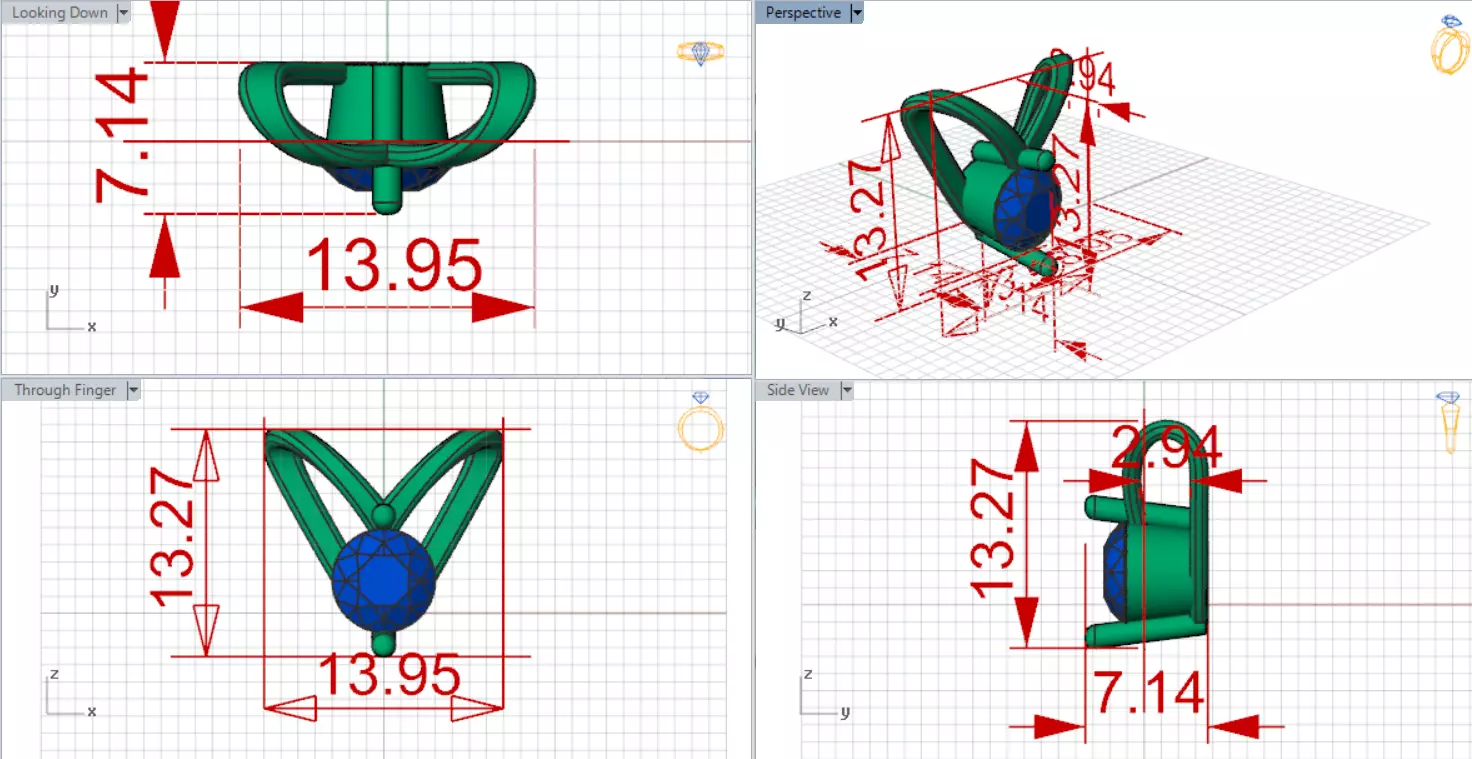 V Shape Yellow Gold and Diamond STL Pendant jp0028 3D print model_19