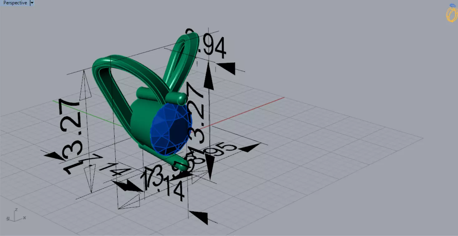 V Shape Yellow Gold and Diamond STL Pendant jp0028 3D print model_10